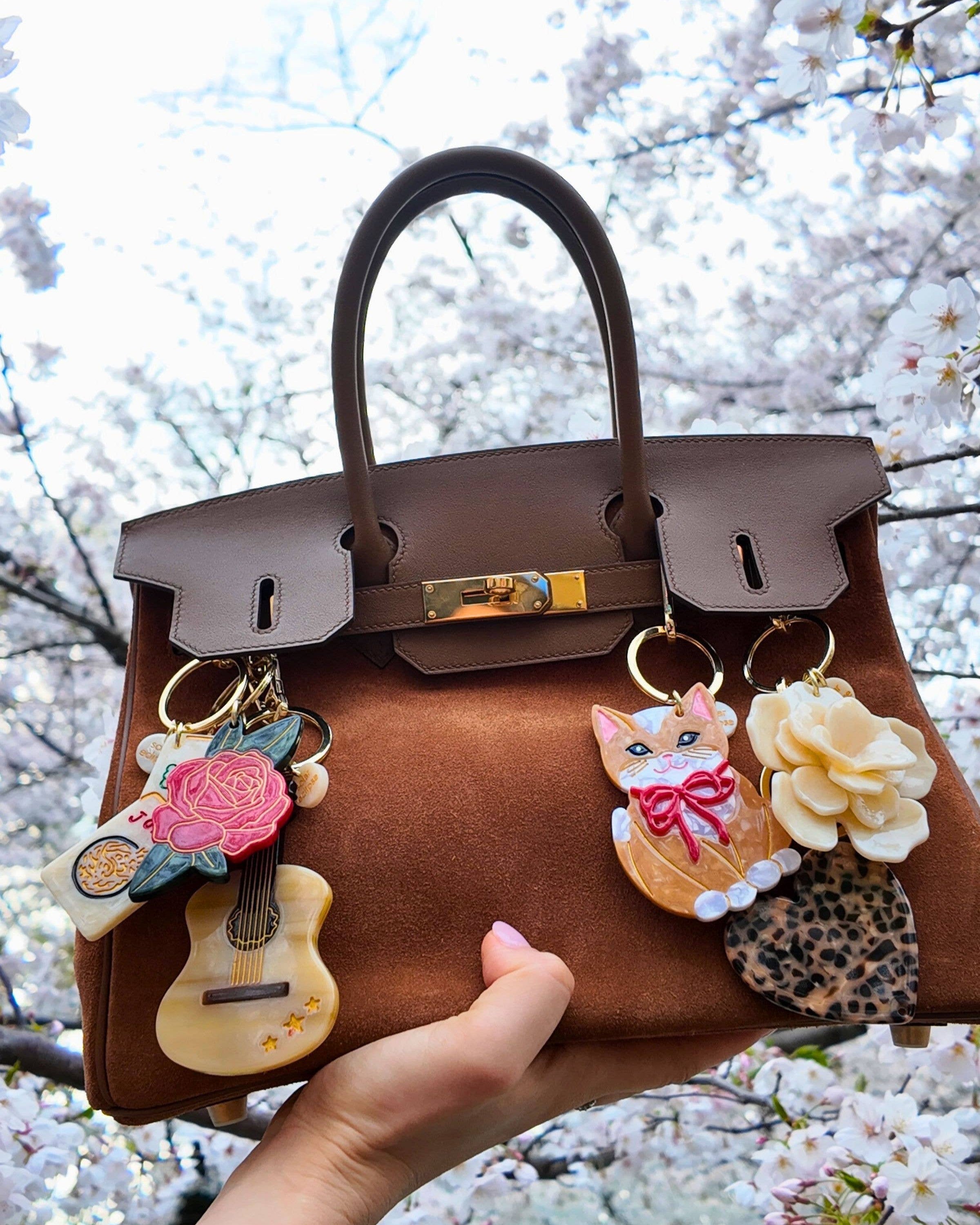 Hand-painted Guitar Bag Charm + Keychain | Solar Eclipse | Bag Charm