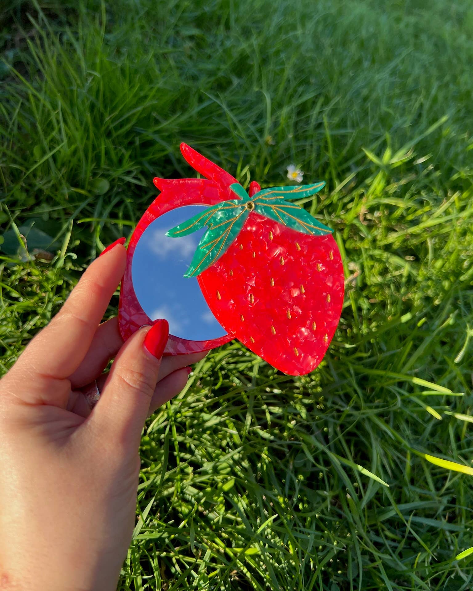 Hand-painted Strawberry Compact Mirror | Solar Eclipse | Mirrors