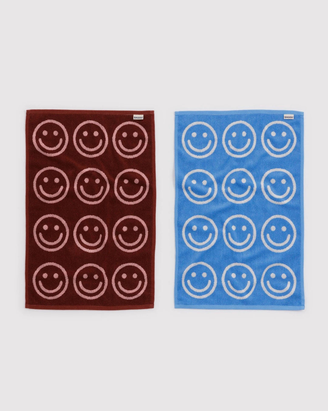 Sky Blue and Blush Happy Hand Towel Set of 2 | BAGGU | Hand Towel Set of 2