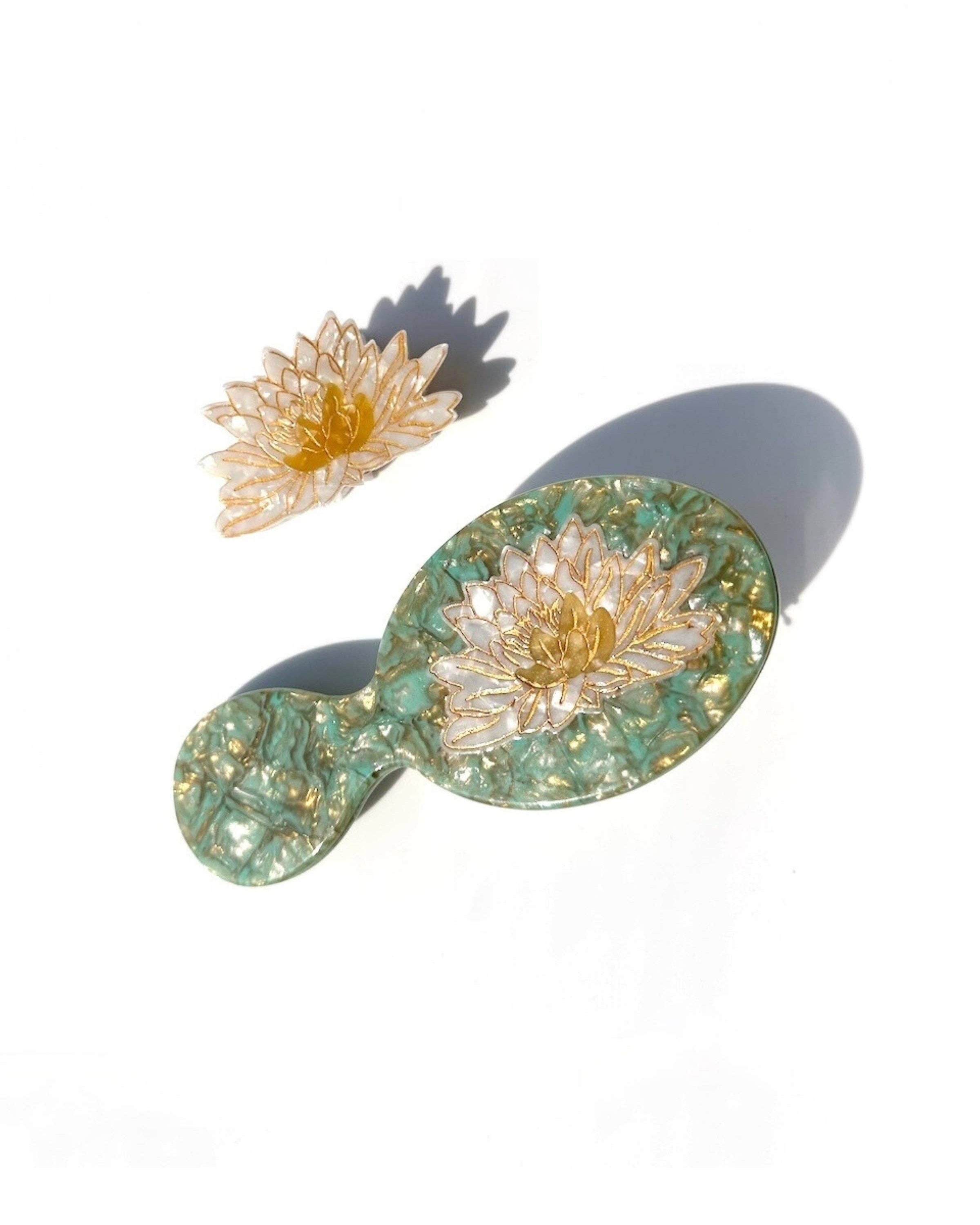 Handbag Heroes Hand-painted Waterlily Hair Gift Set | Solar Eclipse | Hair Accessories