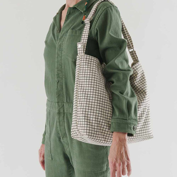 Natural Grid | Horizontal Duck Bag | Baggu