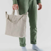 Natural Grid | Horizontal Zip Duck Bag | Baggu