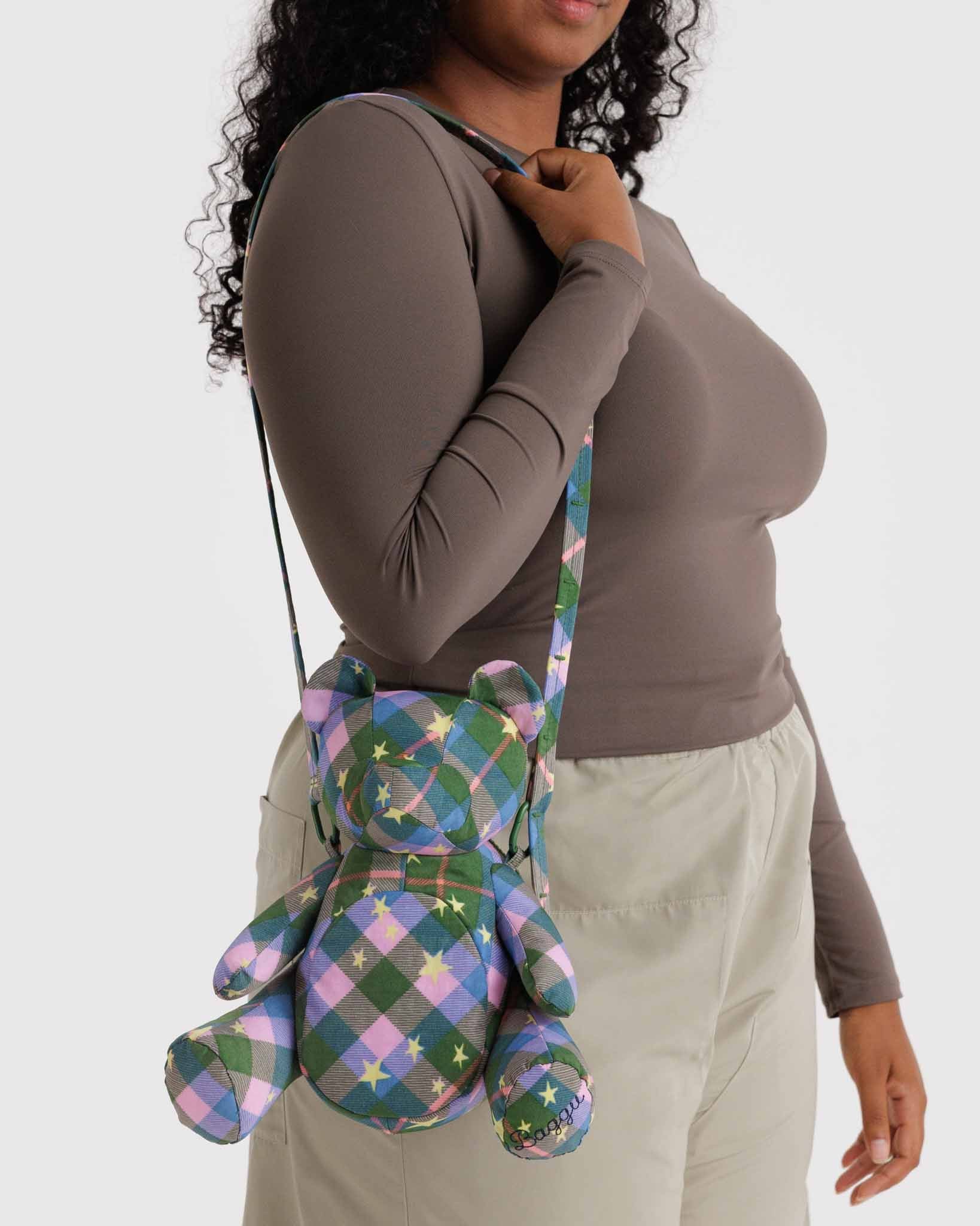 Green Star Plaid Bear Bag BAGGU