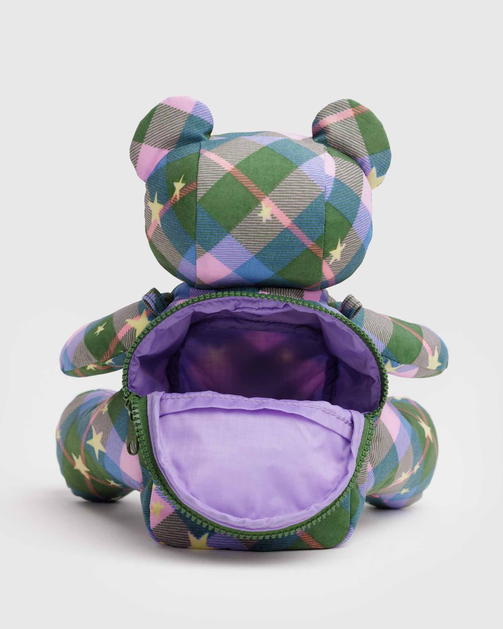 Green Star Plaid Bear Bag BAGGU