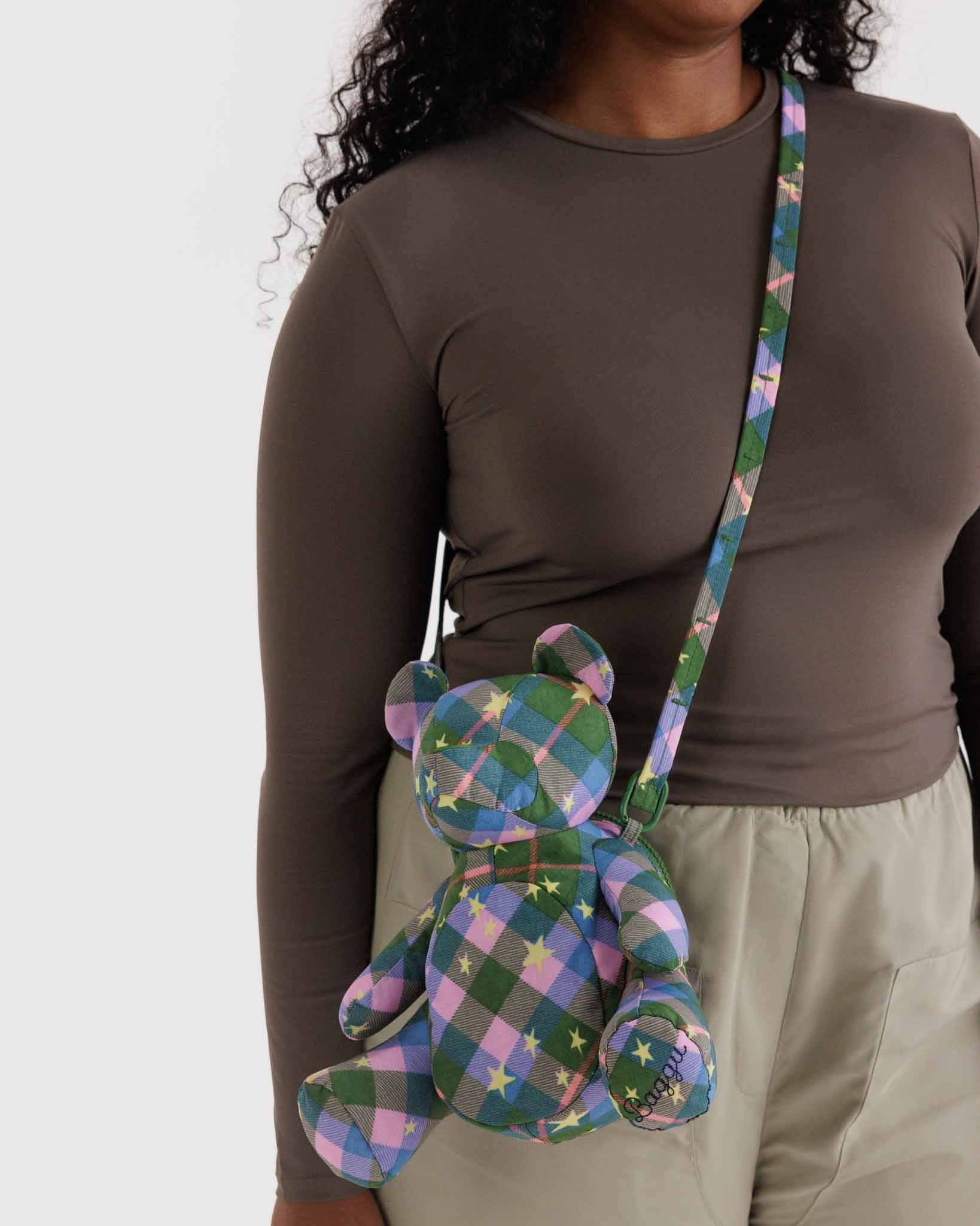 Green Star Plaid Bear Bag BAGGU