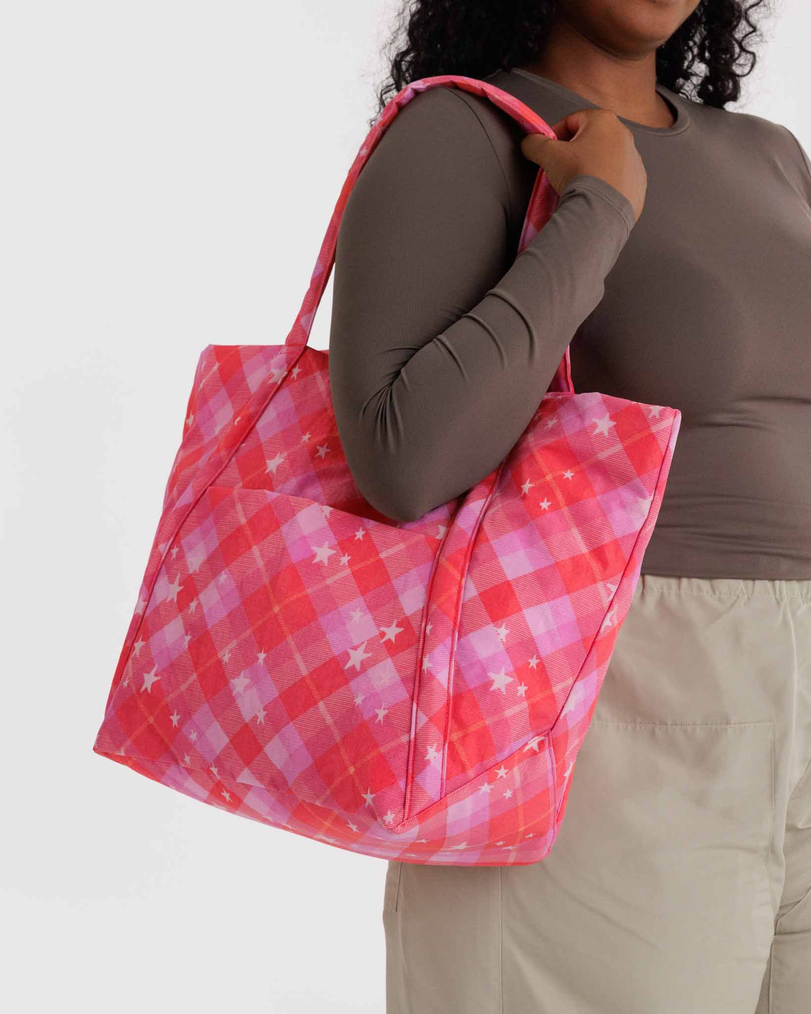 Pink Star Plaid Cloud Bag BAGGU