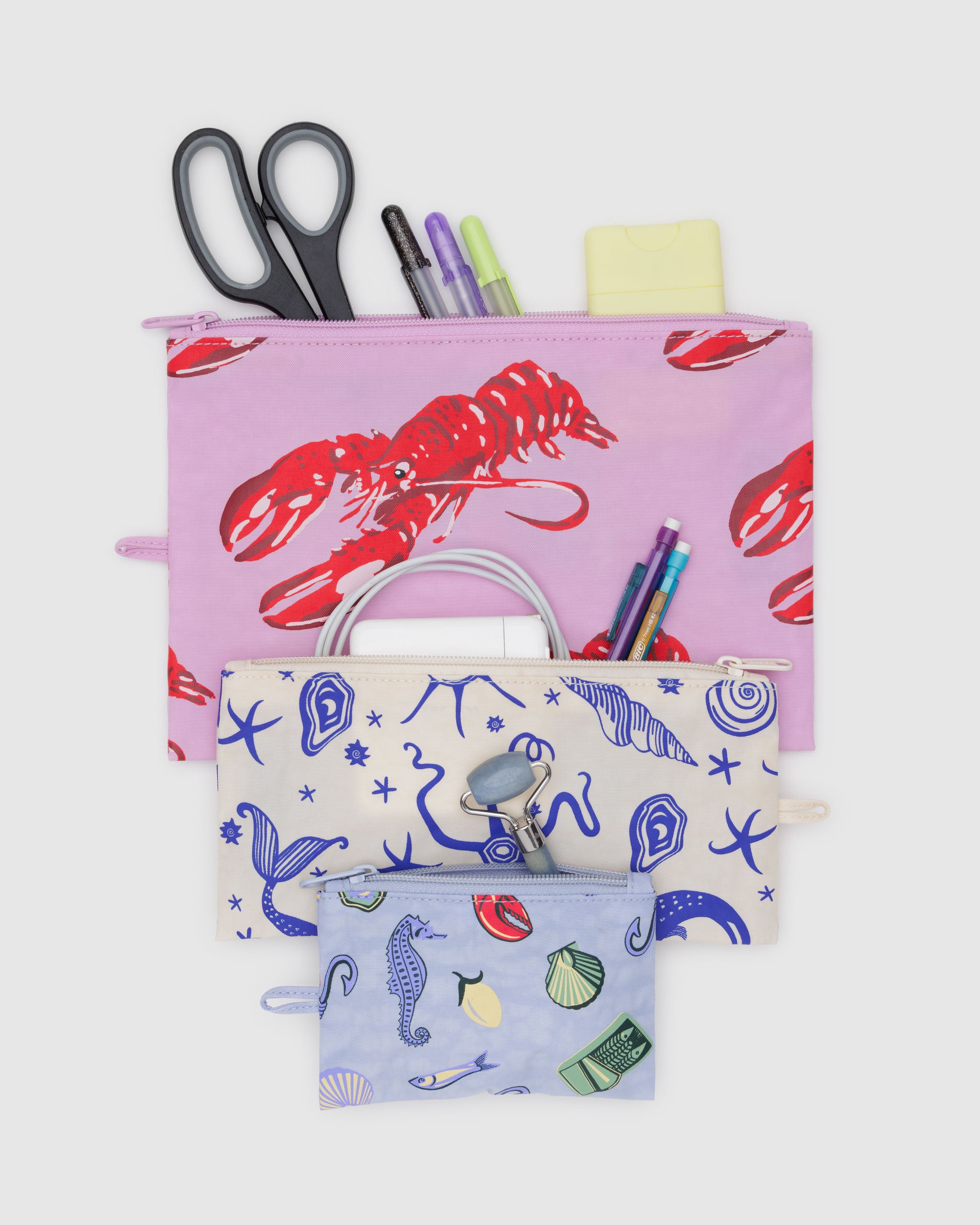 BAGGU Sea Creatures Flat Pouch Set
