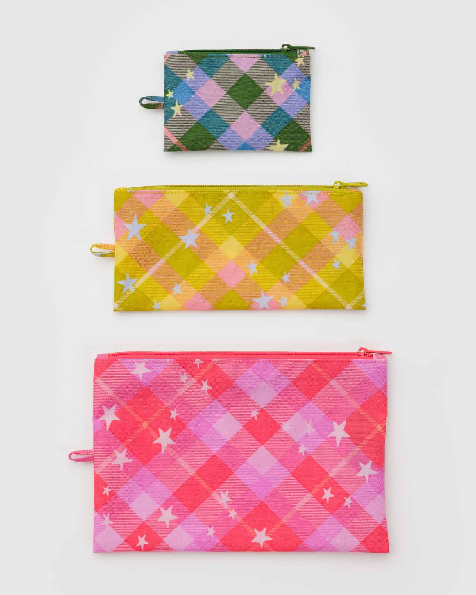 Star Plaid Flat Pouch Set BAGGU | BAGGU | Packing + Organisation