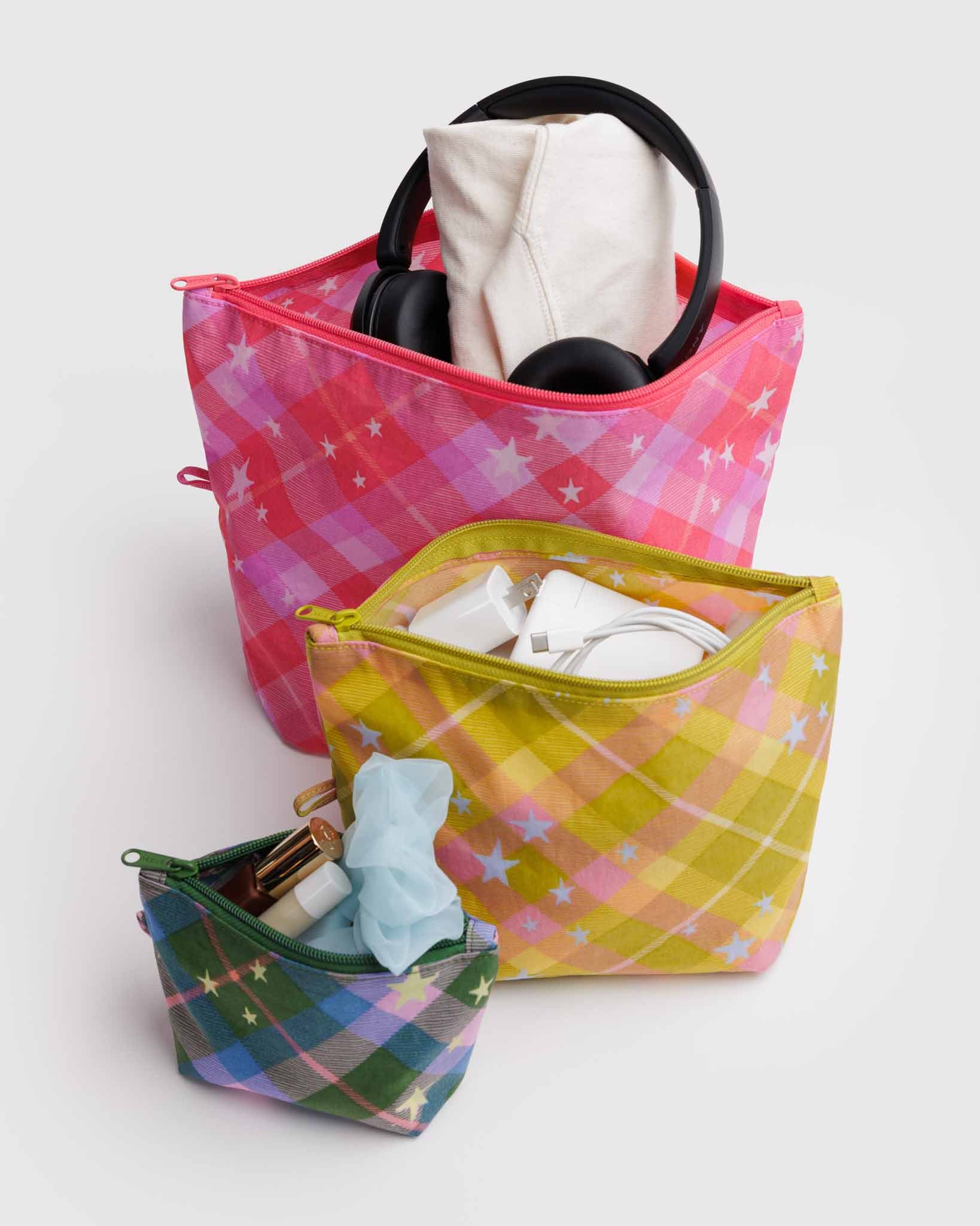 Star Plaid Go Pouch Set BAGGU | BAGGU | Packing + Organisation