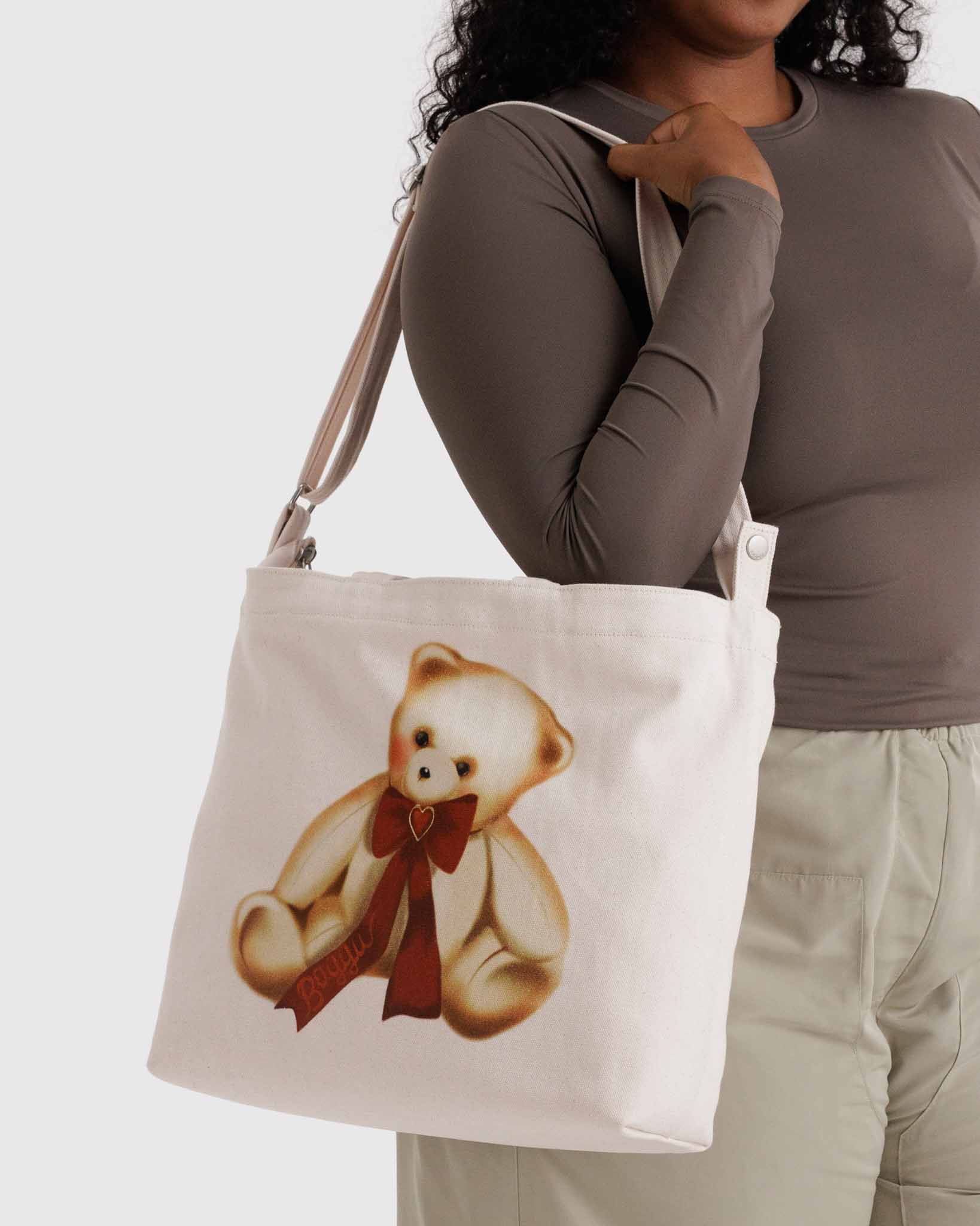Teddy Bear Horizontal Zip Duck Bag BAGGU | BAGGU | Canvas Tote Bag