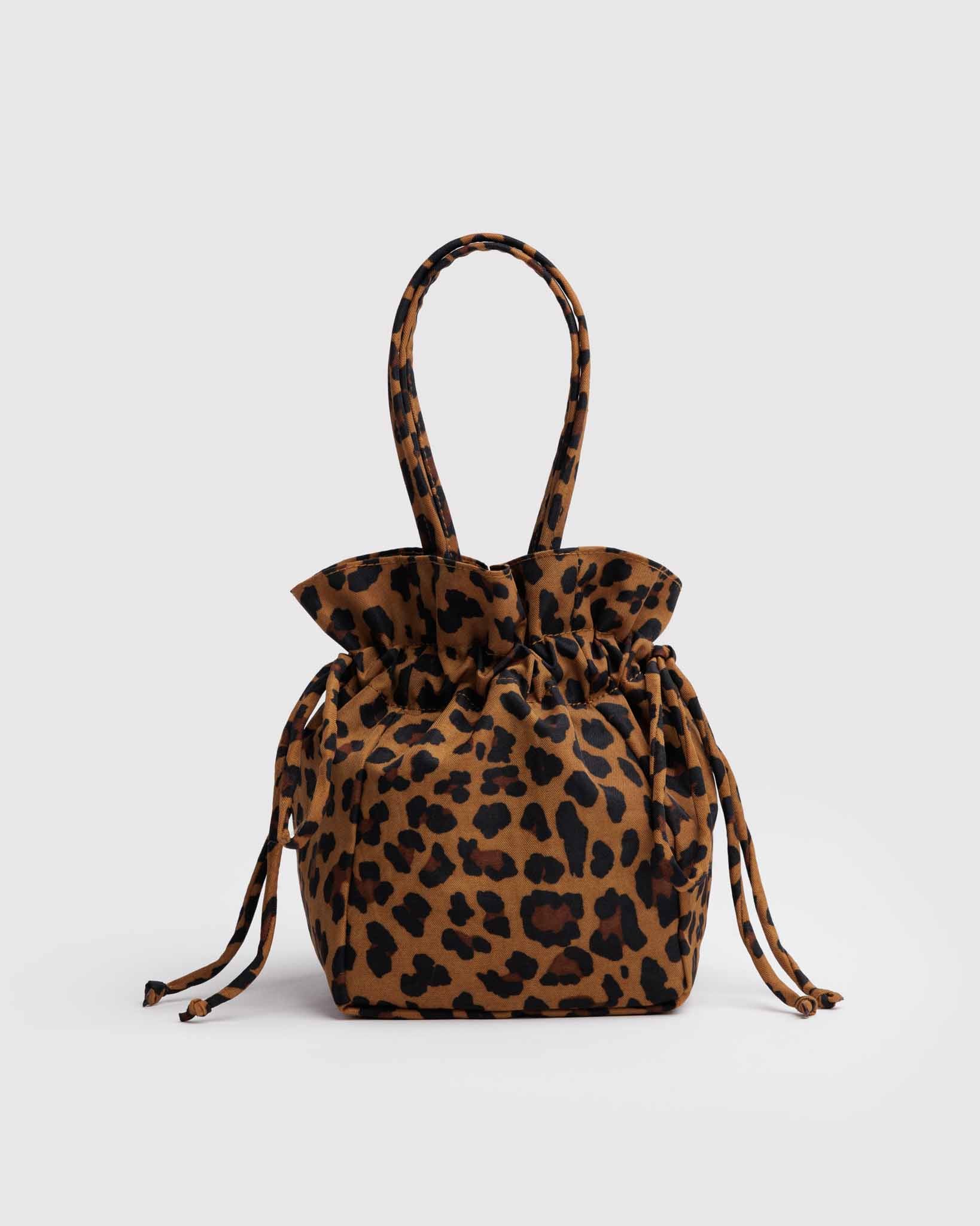 Leopard Nylon Drawstring Bag BAGGU