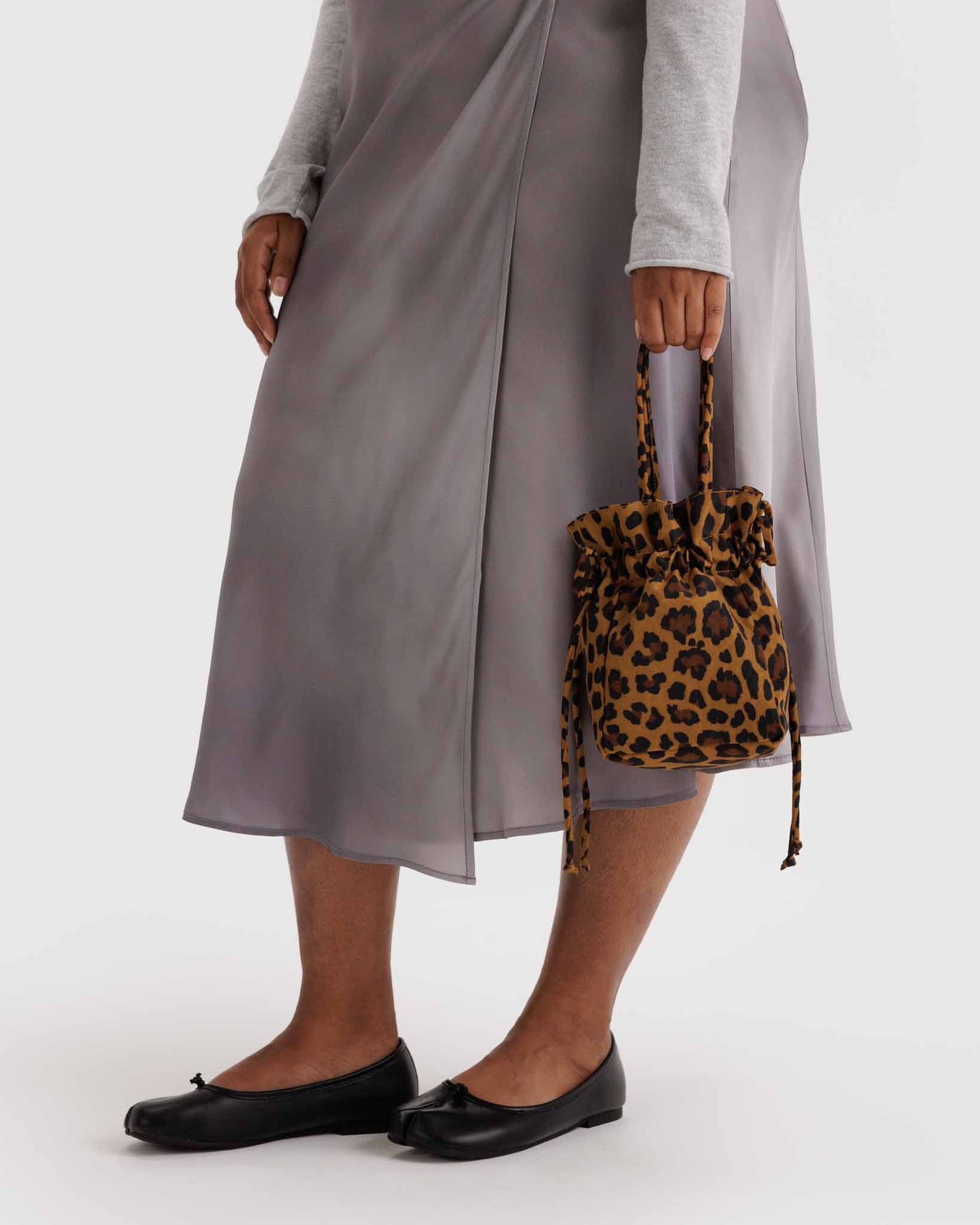 Leopard Nylon Drawstring Bag BAGGU