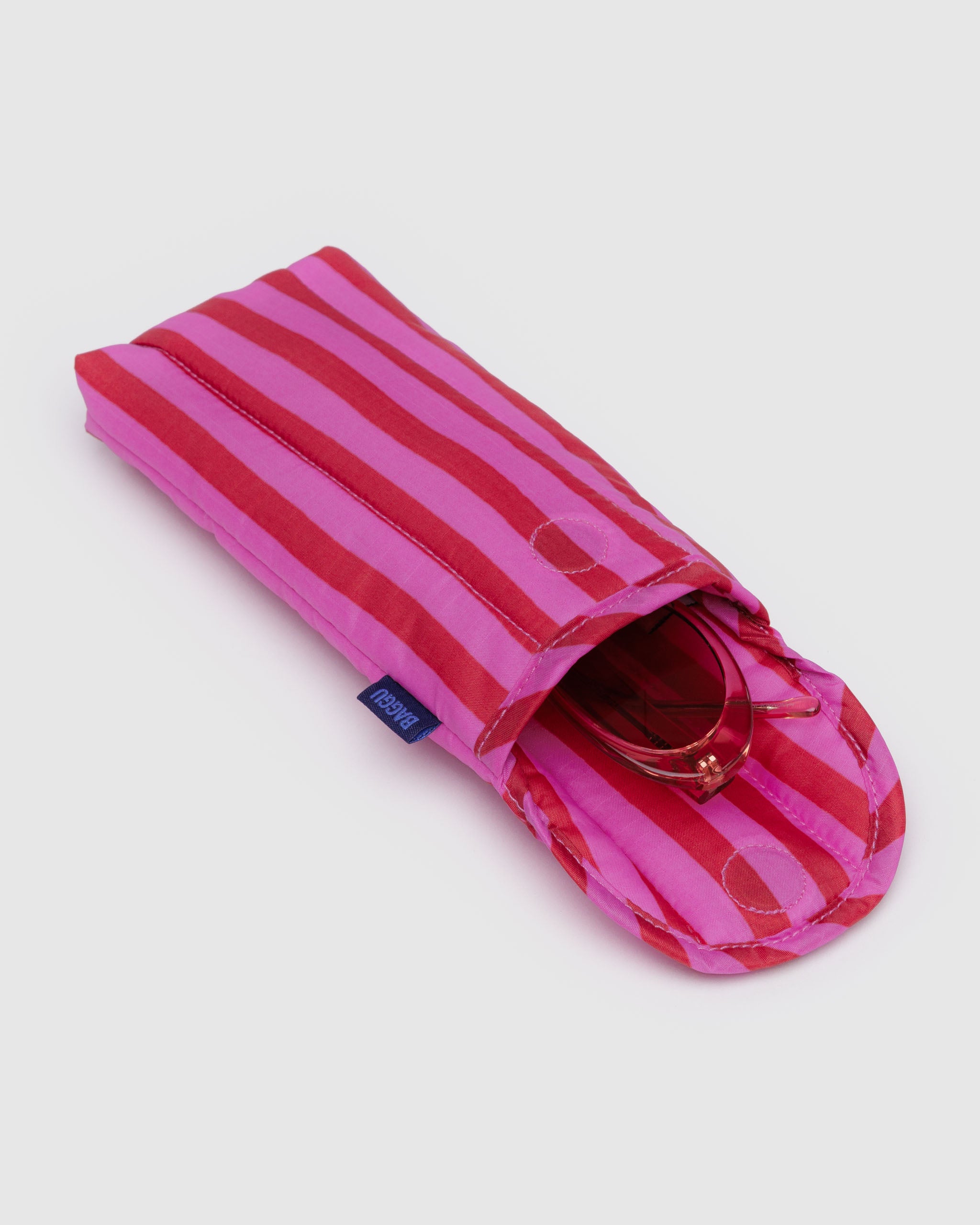 Pink & Red Painted Stripe Puffy Glasses Sleeve