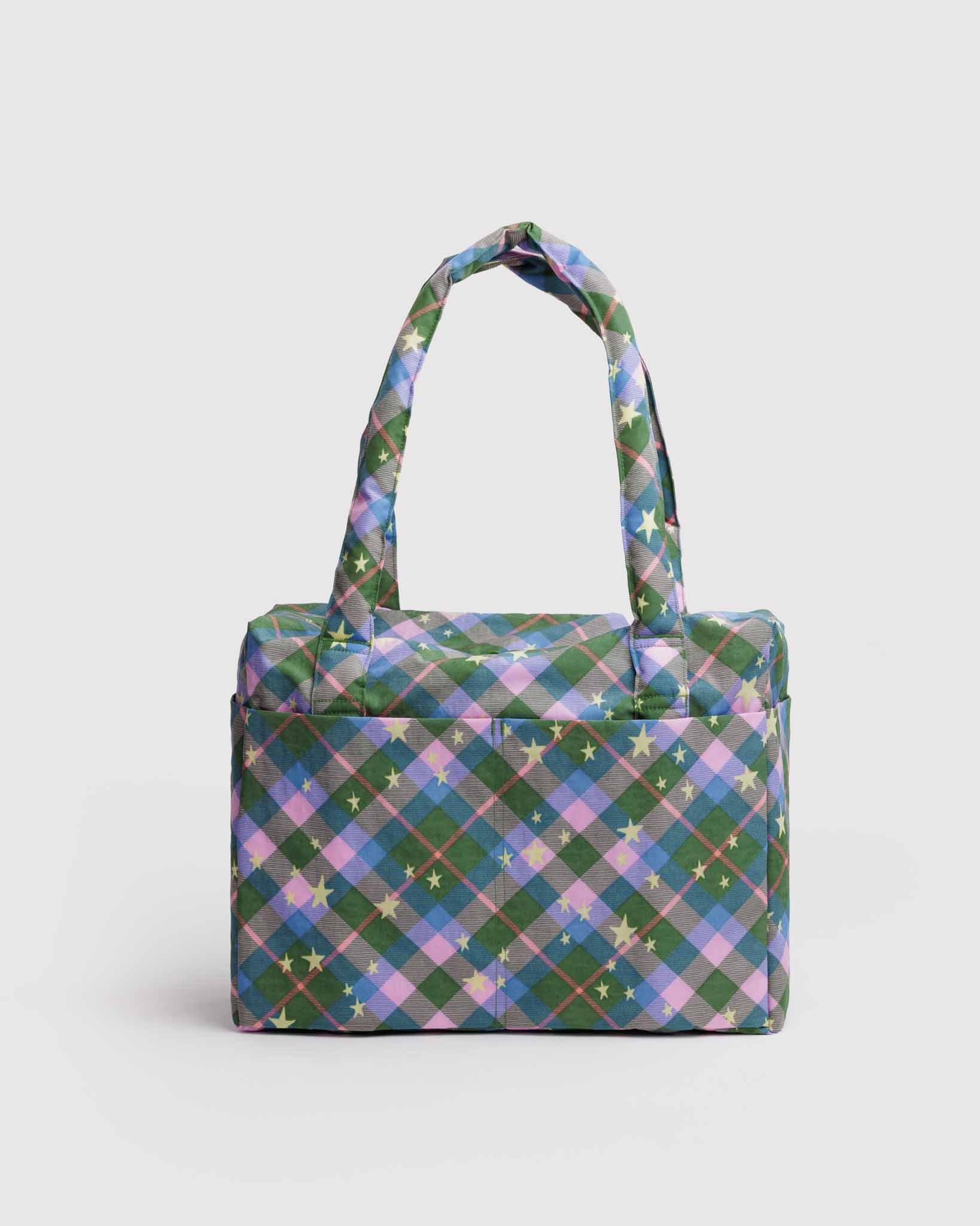 Green Star Plaid Small Cloud Carry-On BAGGU