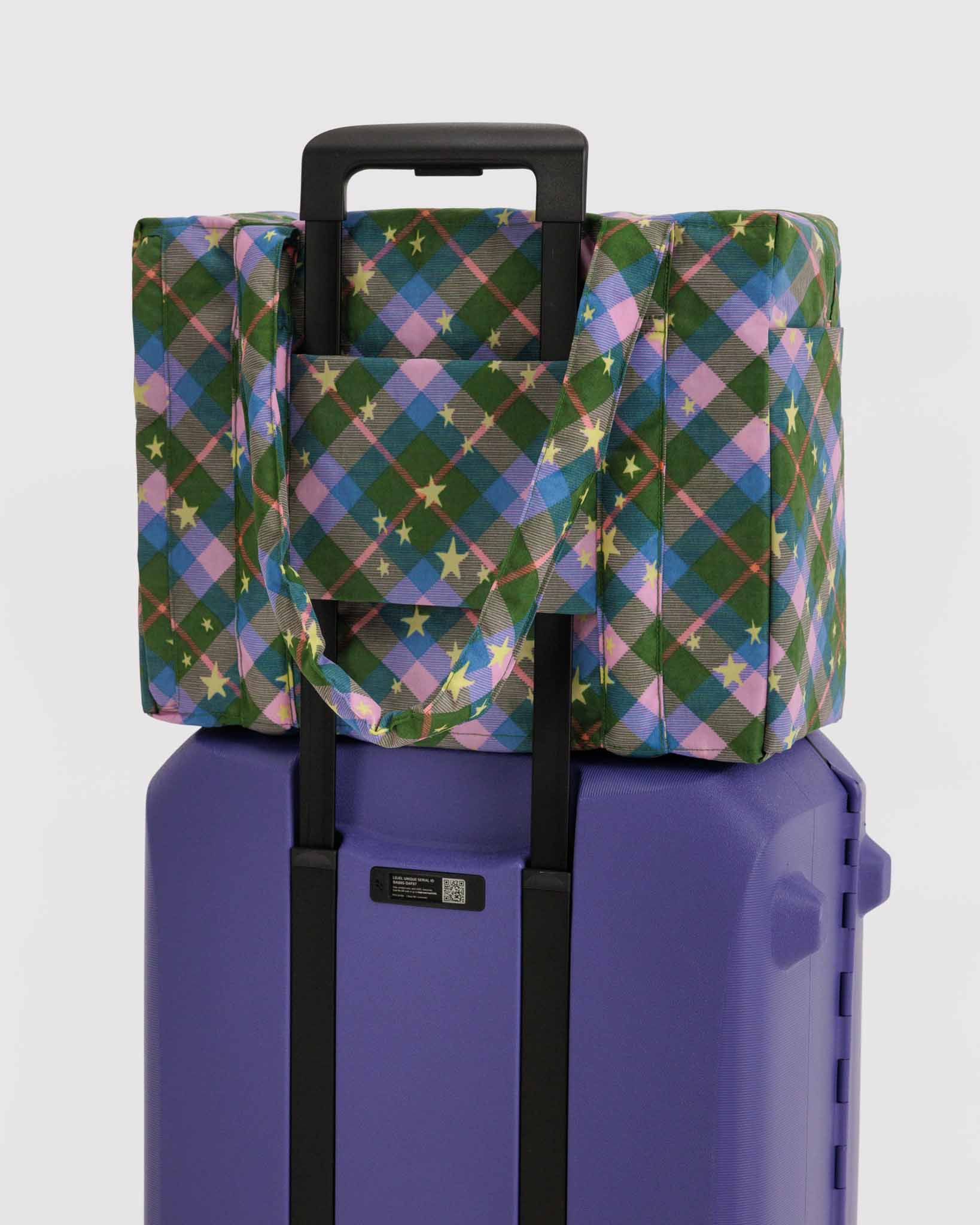 Green Star Plaid Small Cloud Carry-On BAGGU | BAGGU | Travel Bag