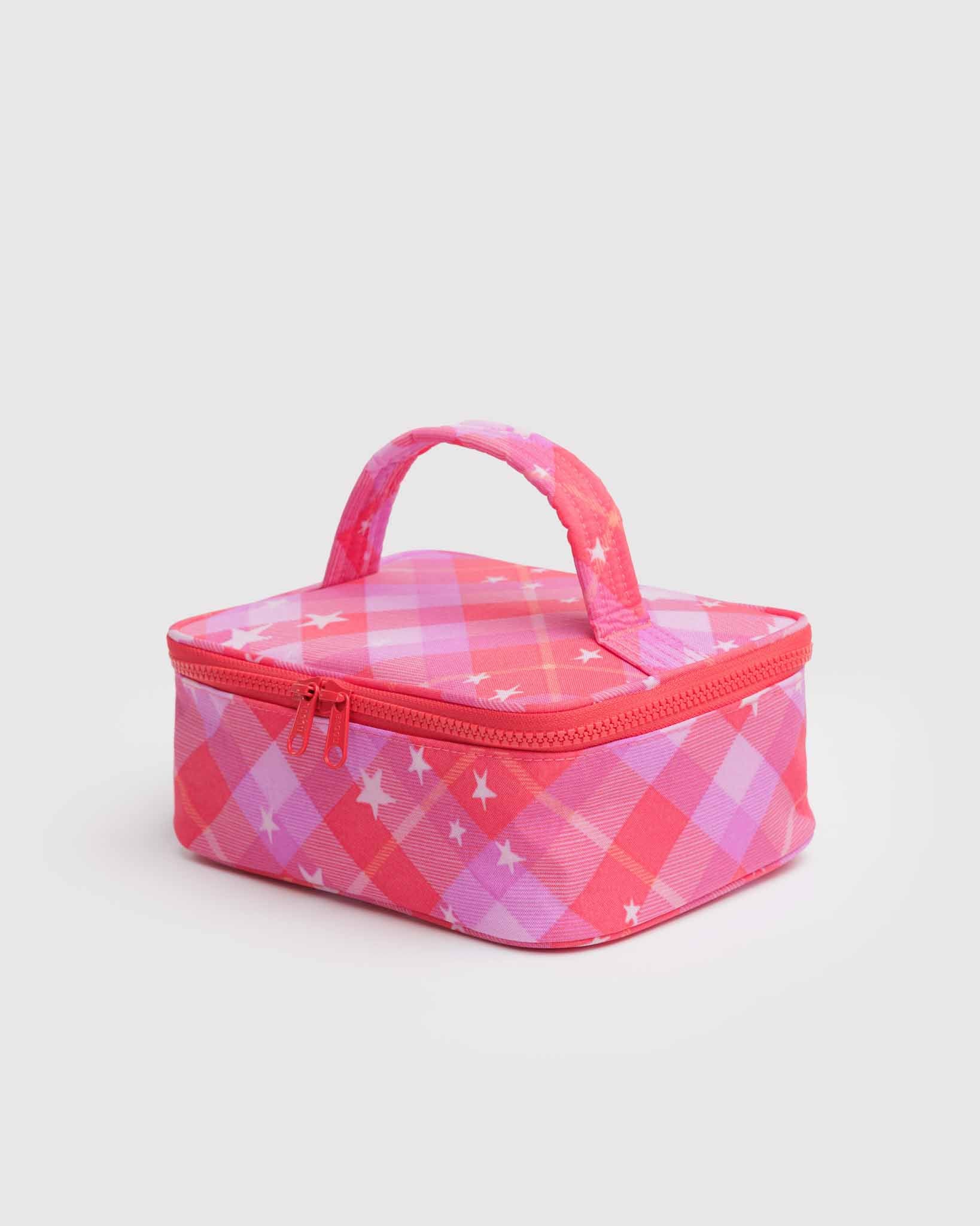 Pink Star Plaid Small Cosmetic Case BAGGU | BAGGU | Cosmetic + Toiletry Bags