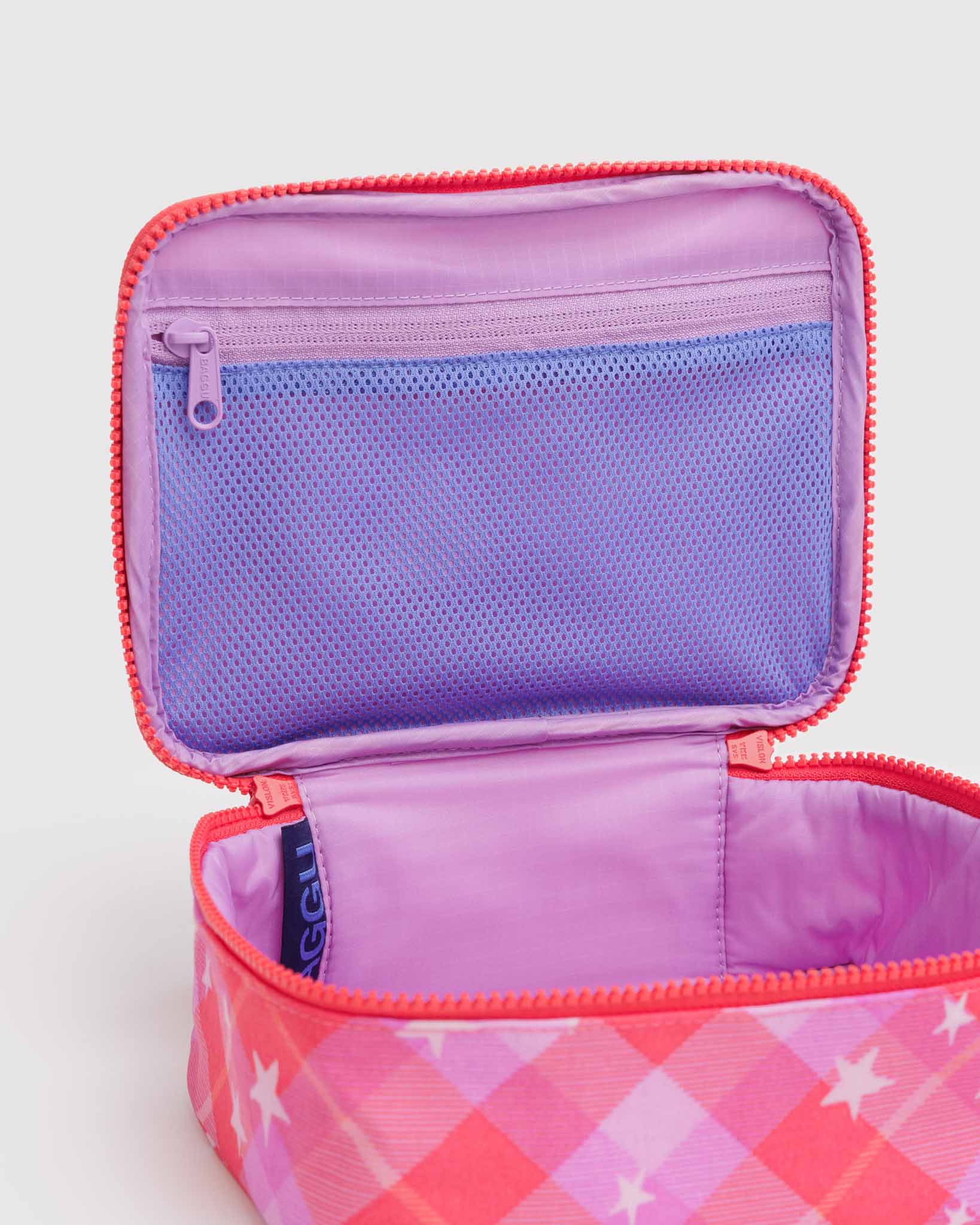 Pink Star Plaid Small Cosmetic Case BAGGU | BAGGU | Cosmetic + Toiletry Bags