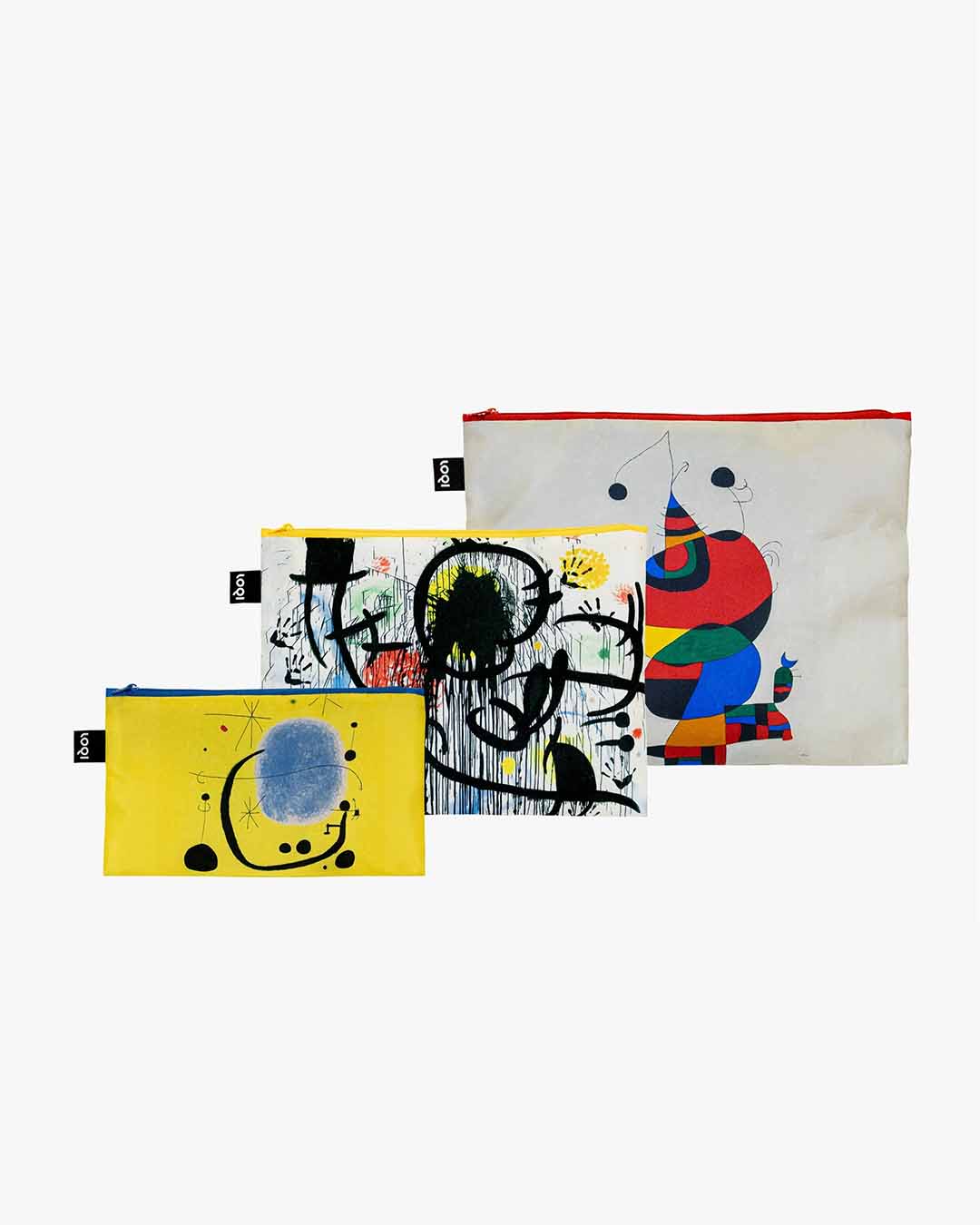 Joan Miró Set of 3 Recycled Zip Pockets
