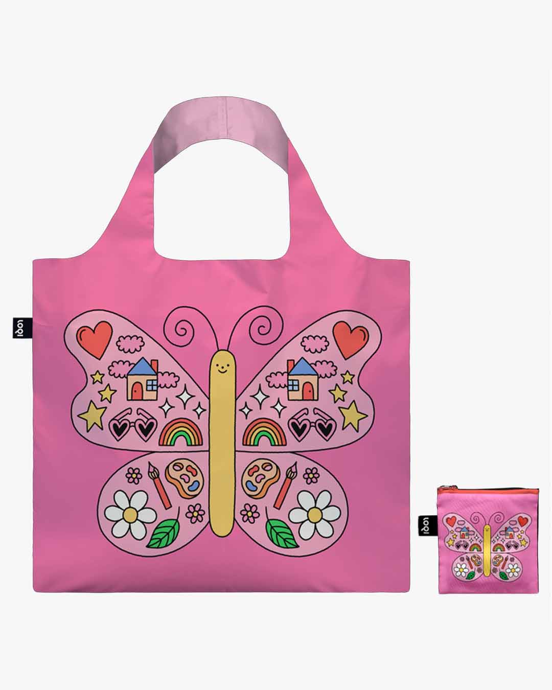 Rose Butterfly by Rosie Pink Recycled Bag