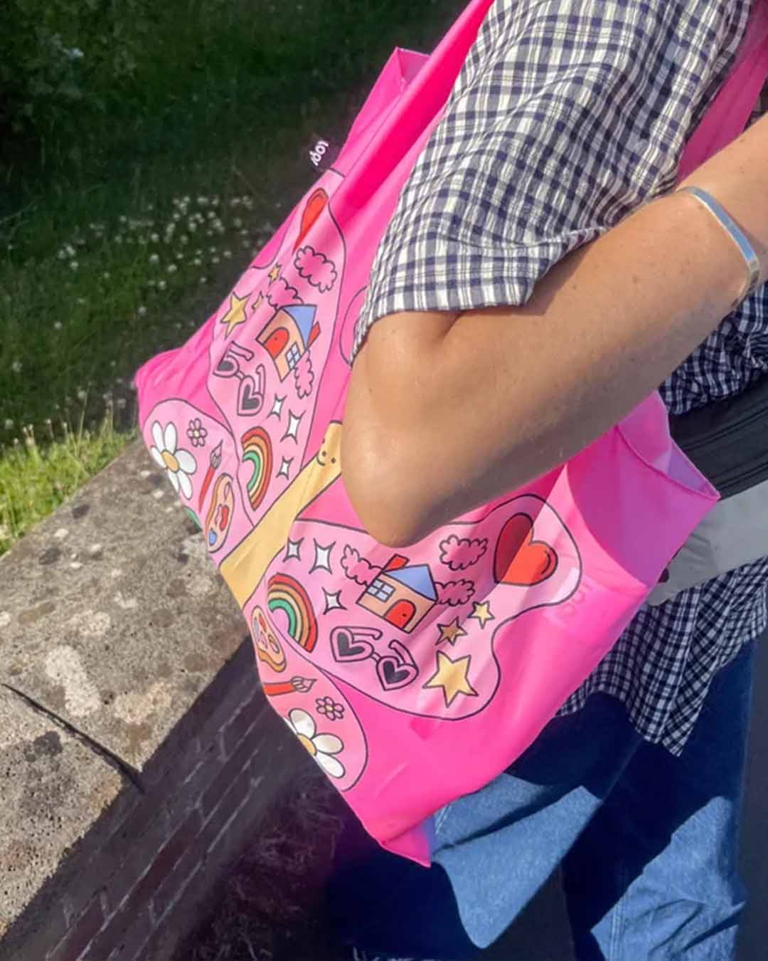 Rose Butterfly by Rosie Pink Recycled Bag