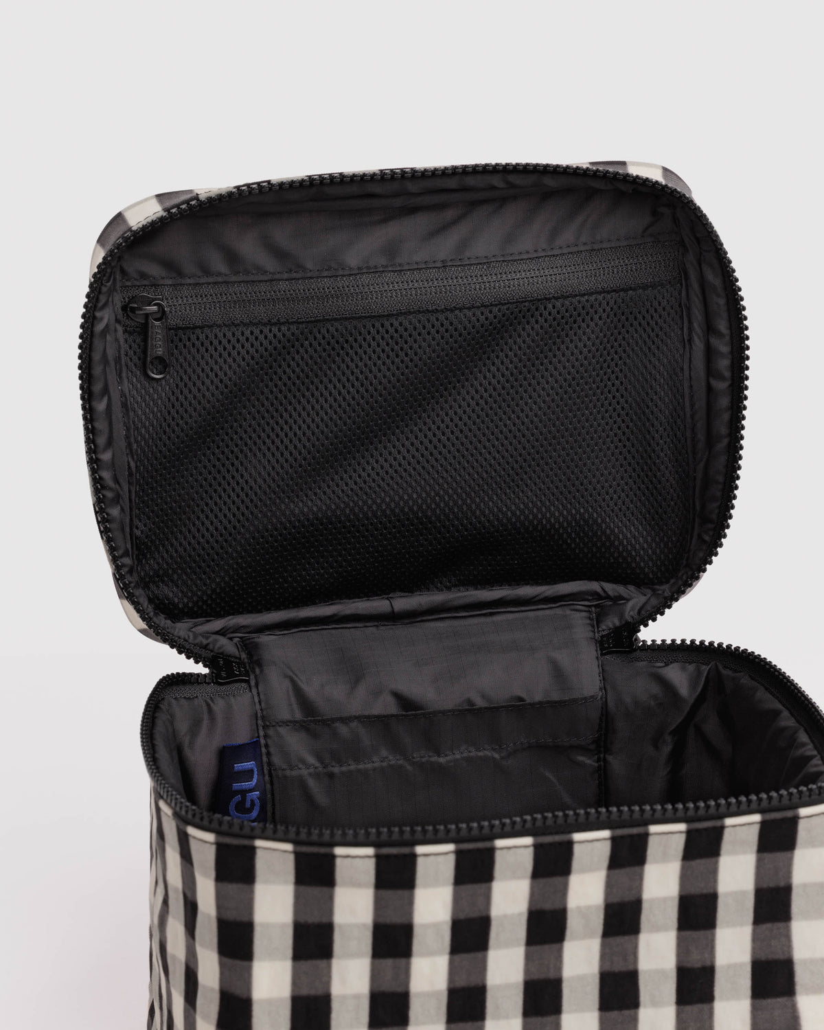 Black and Cream Gingham Large Cosmetic Case | BAGGU | Large Cosmetic Case