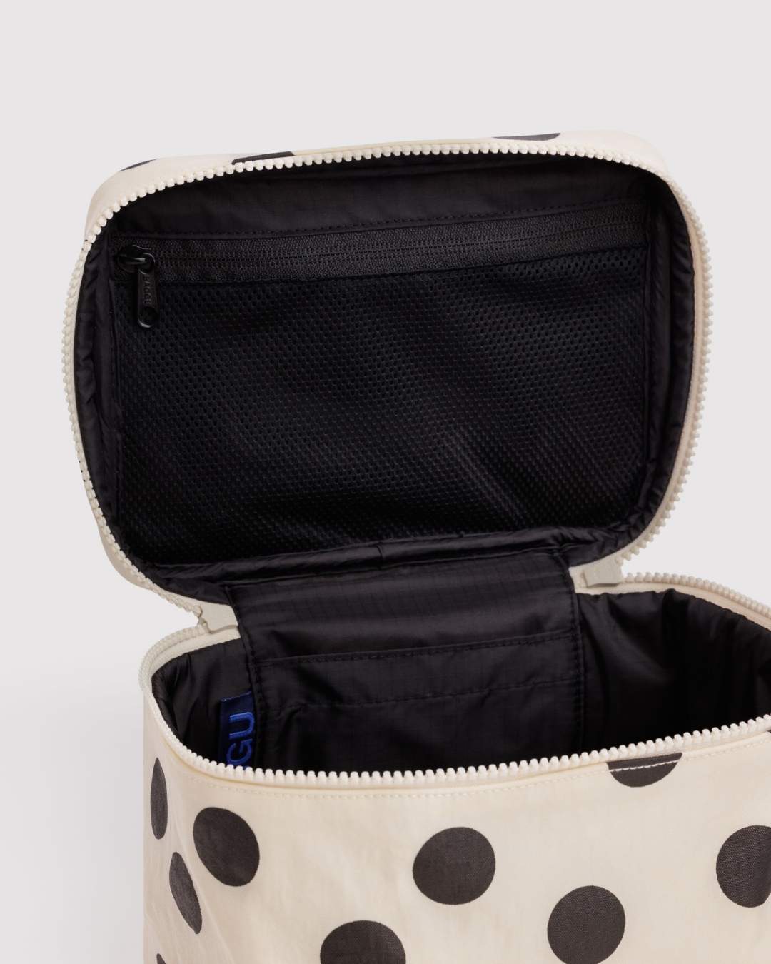 Cream and Black Polka Dot Large Cosmetic Case BAGGU