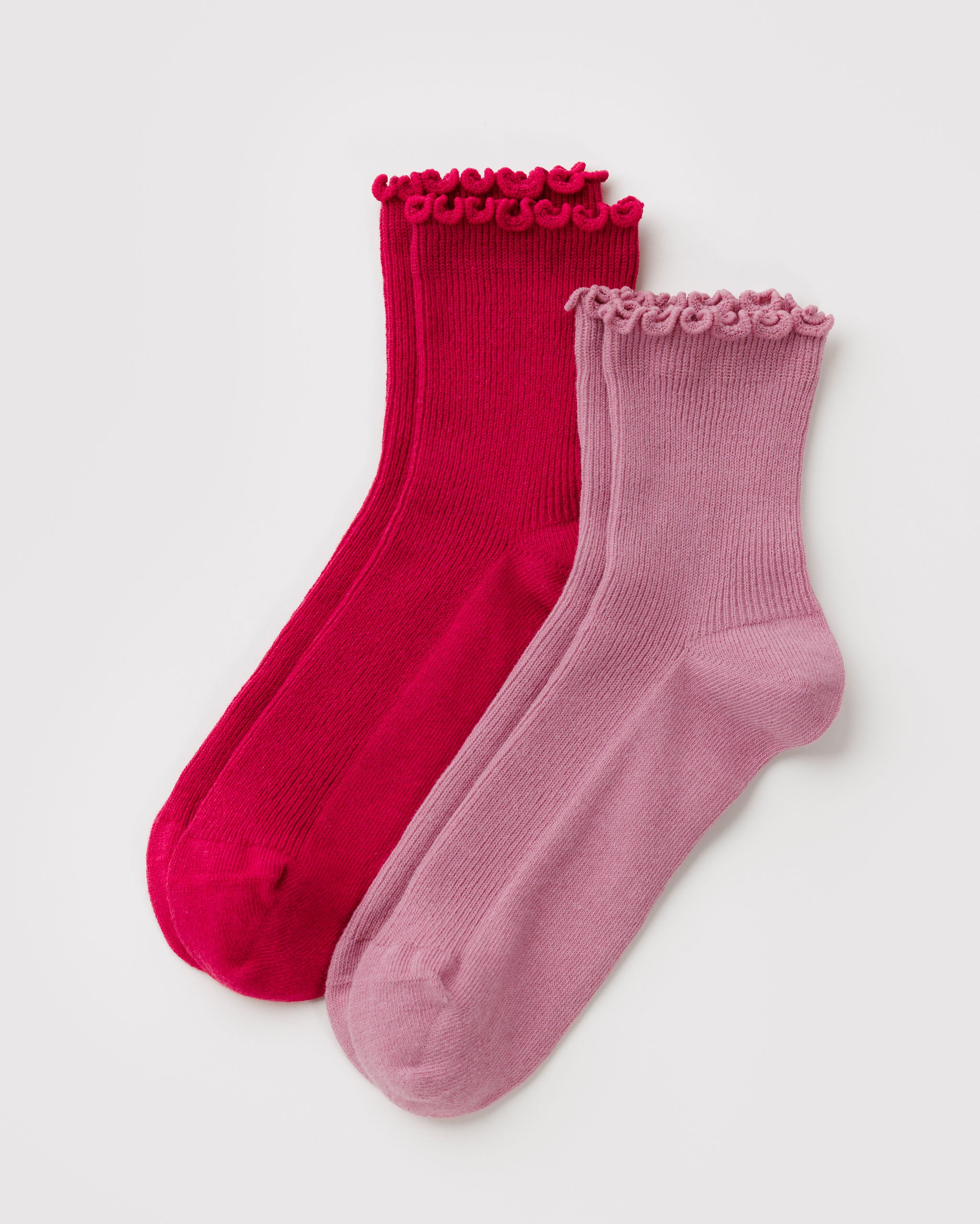 Wild Plum & Cherry Lettuce Edge Sock Set of 2