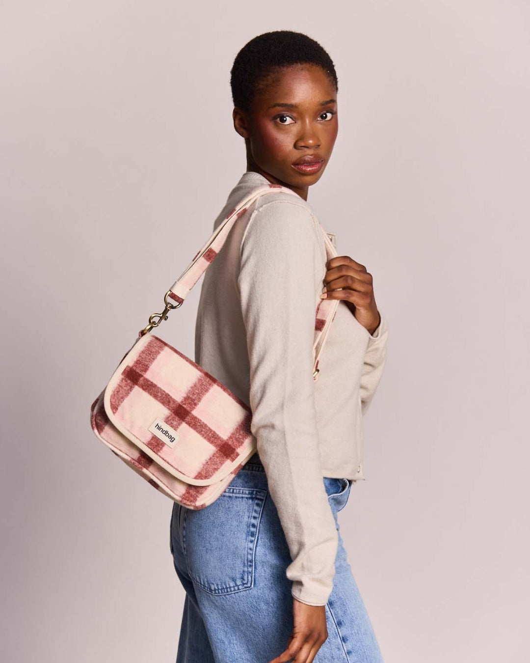 Pink Tartan Margault Shoulder Bag hindbag