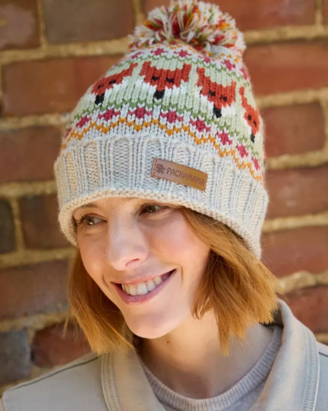 Merino Fox Bobble Beanie Pachamama