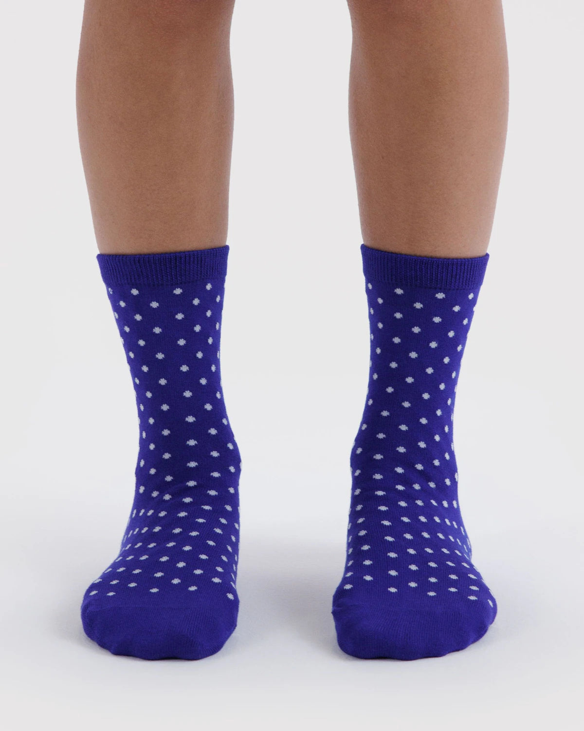 Micro Blue and White Polka Dot Crew Sock