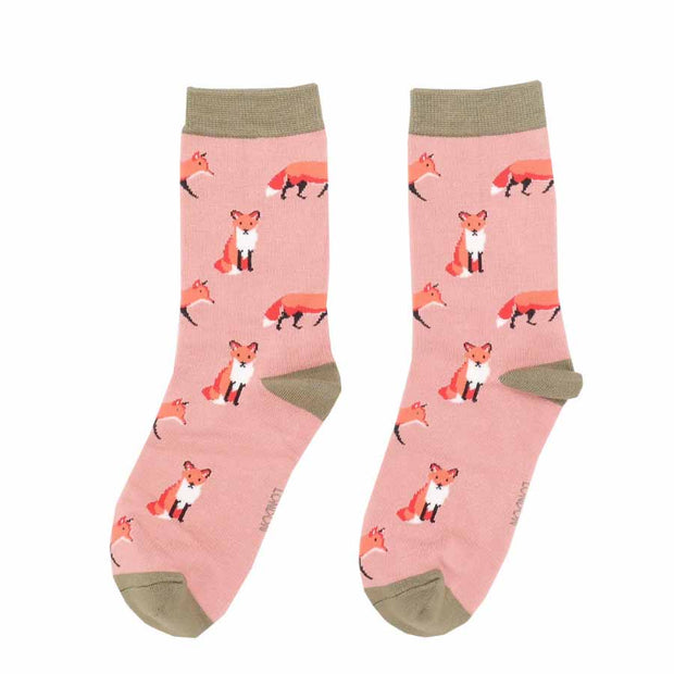 Foxes (Pink or Grey) | Women's Socks | Miss Sparrow