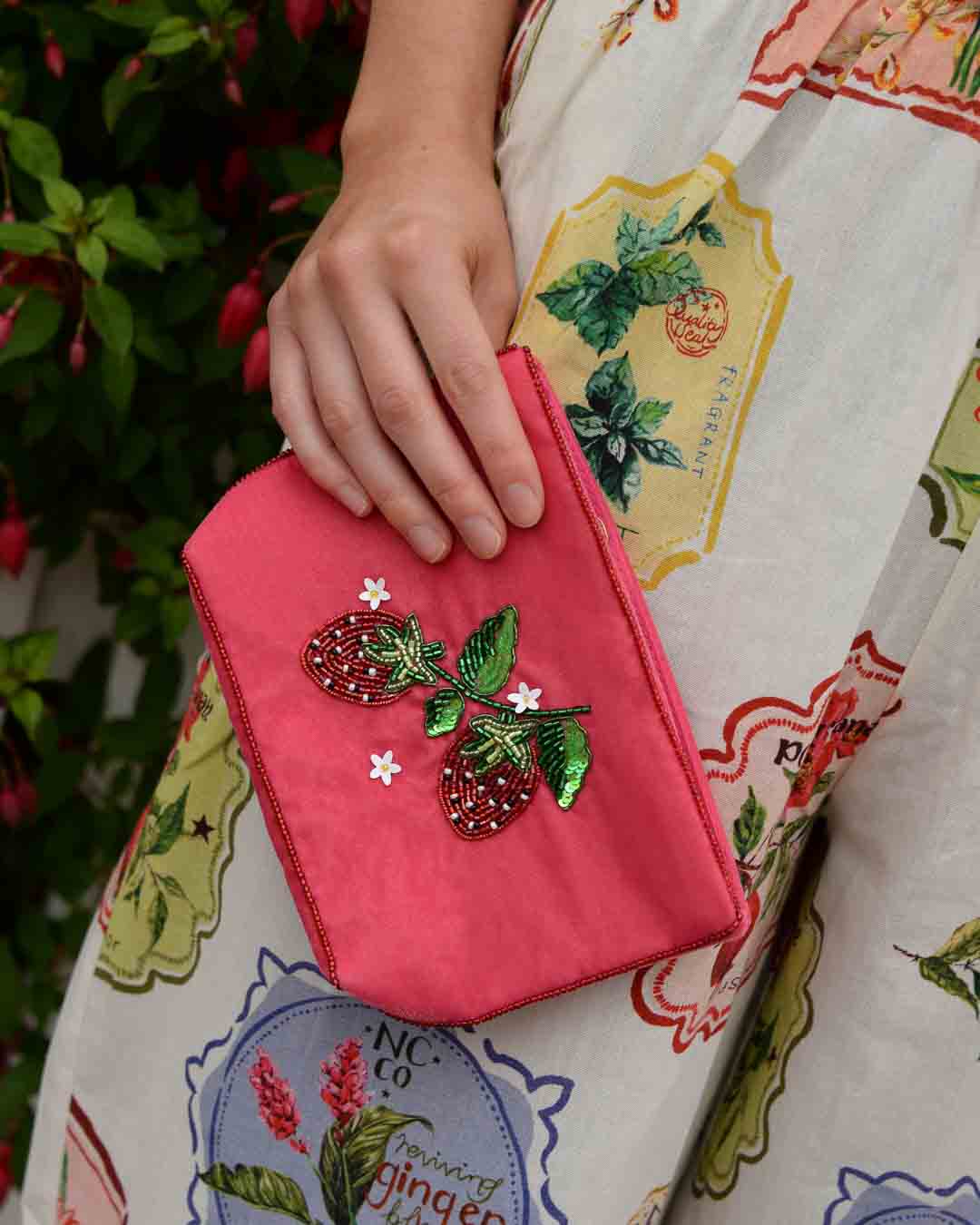 Pink Strawberry Medium Pouch