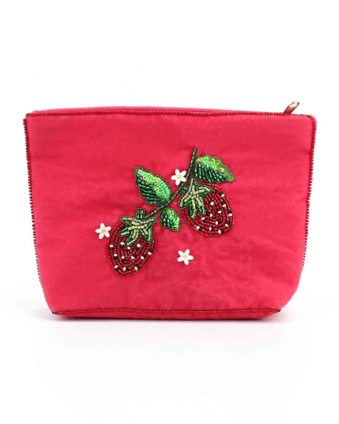 Pink Strawberry Medium Pouch