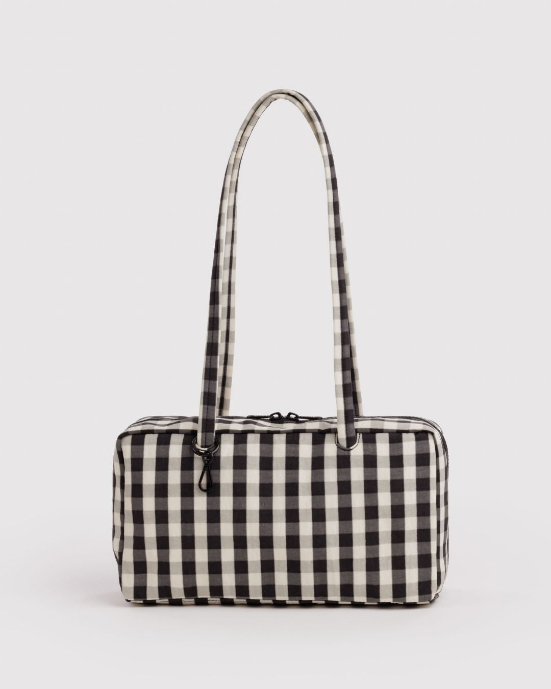 Black and Cream Gingham Nylon Bowler Bag