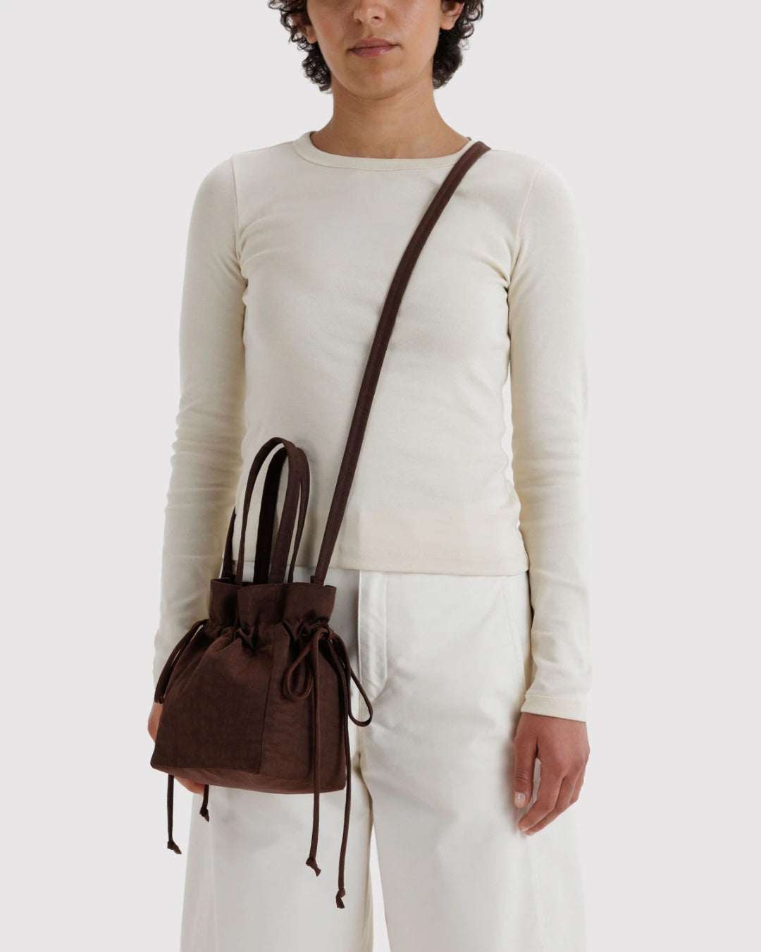 Coffee Nylon Drawstring Bag | BAGGU | Nylon Drawstring Bag