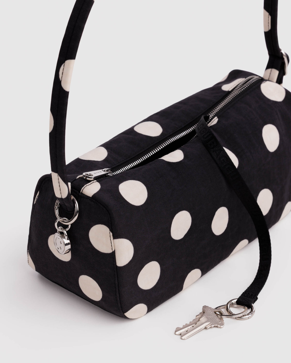Black and Cream Polka Dot Nylon Loaf Bag | BAGGU | Nylon Loaf Bag