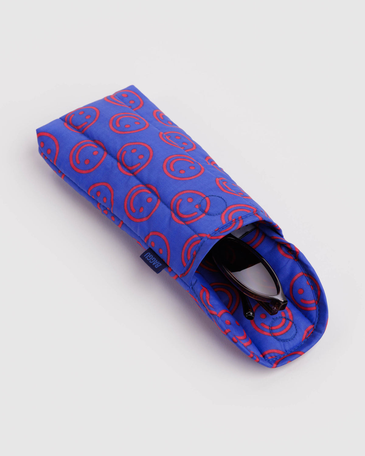 Mini Cobalt Happy Puffy Glasses Sleeve | BAGGU | Puffy Glasses Sleeve