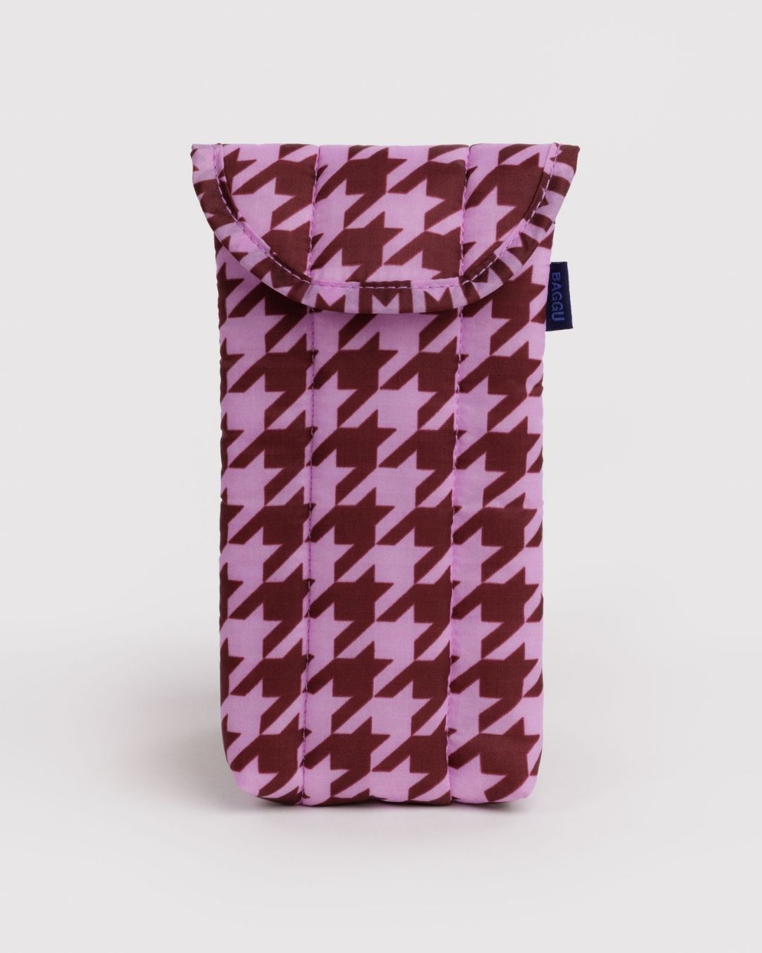Pink Houndstooth Puffy Glasses Sleeve