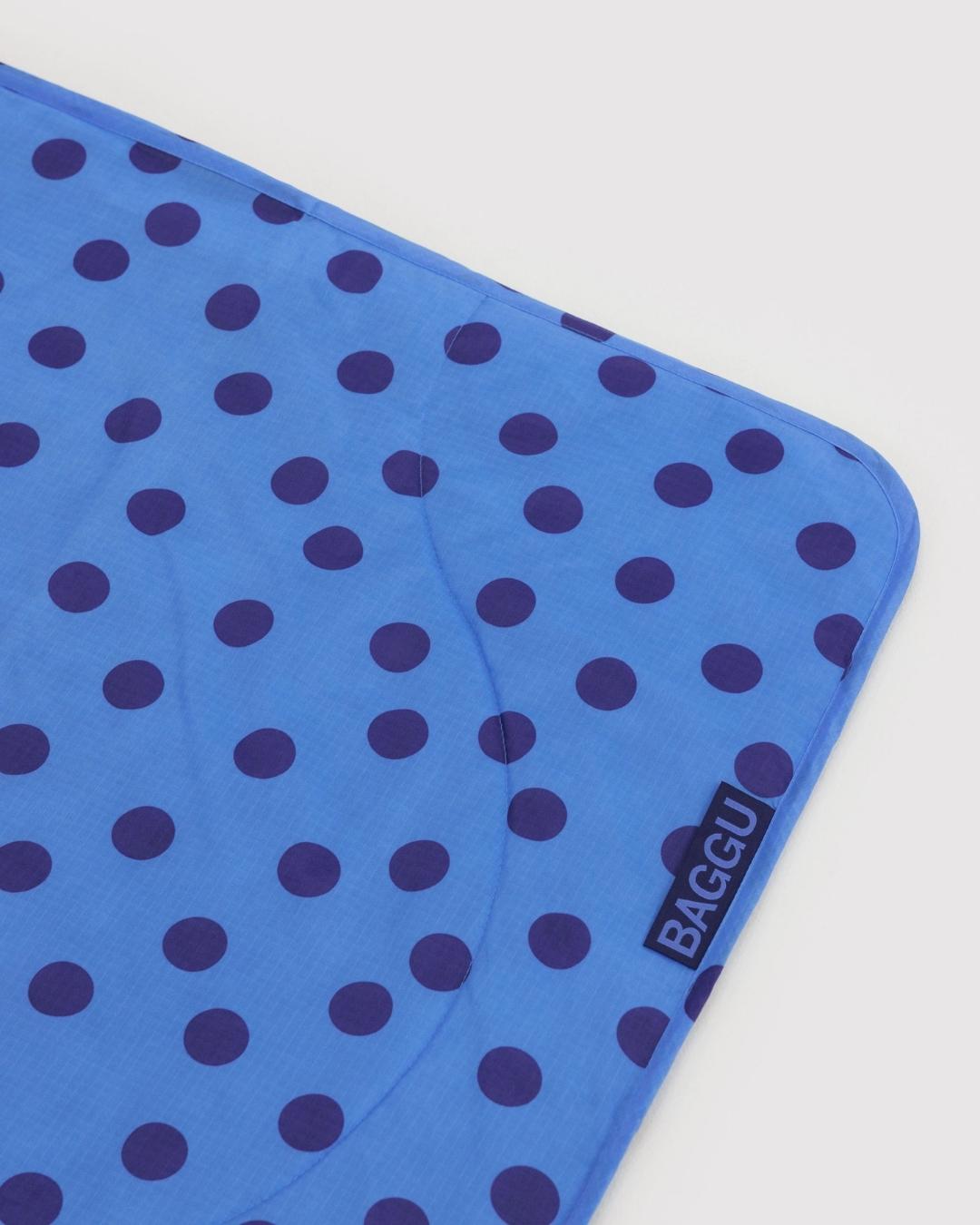 Blue Polka Dot Puffy Picnic Blanket