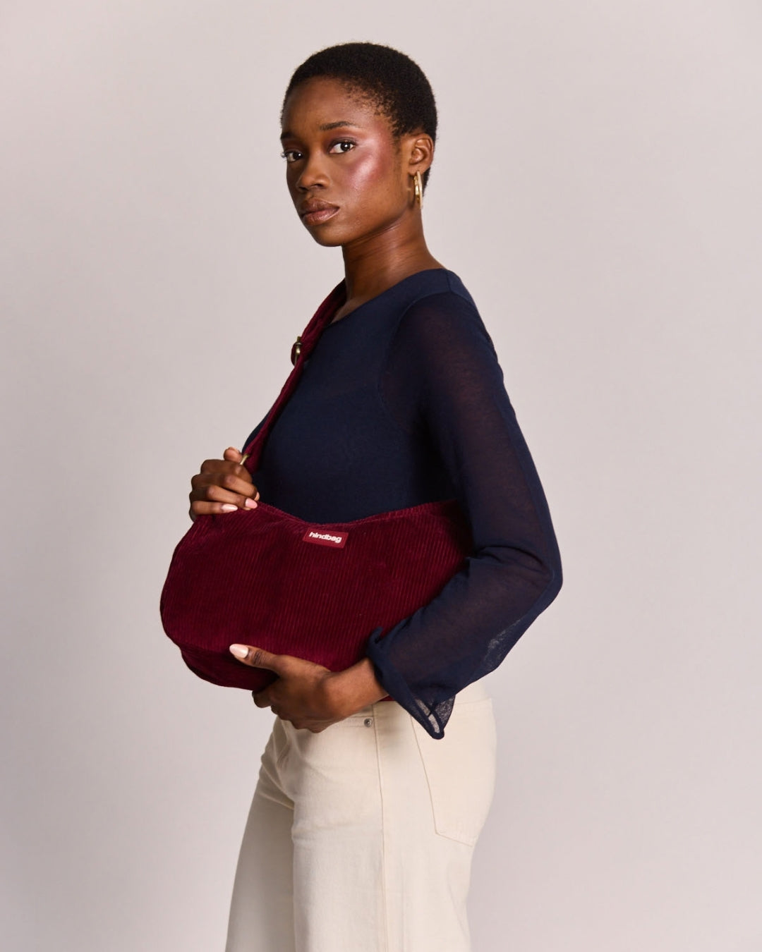Burgundy Corduroy Rosa Shoulder Bag hindbag