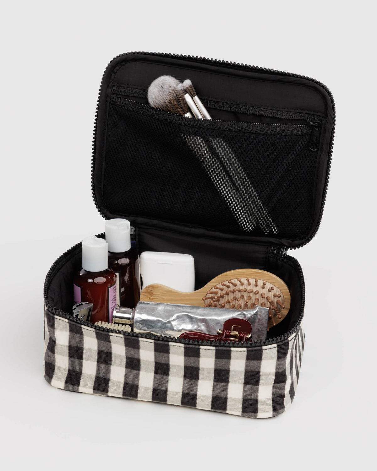 Black and Cream Gingham Small Cosmetic Case | BAGGU | Small Cosmetic Case