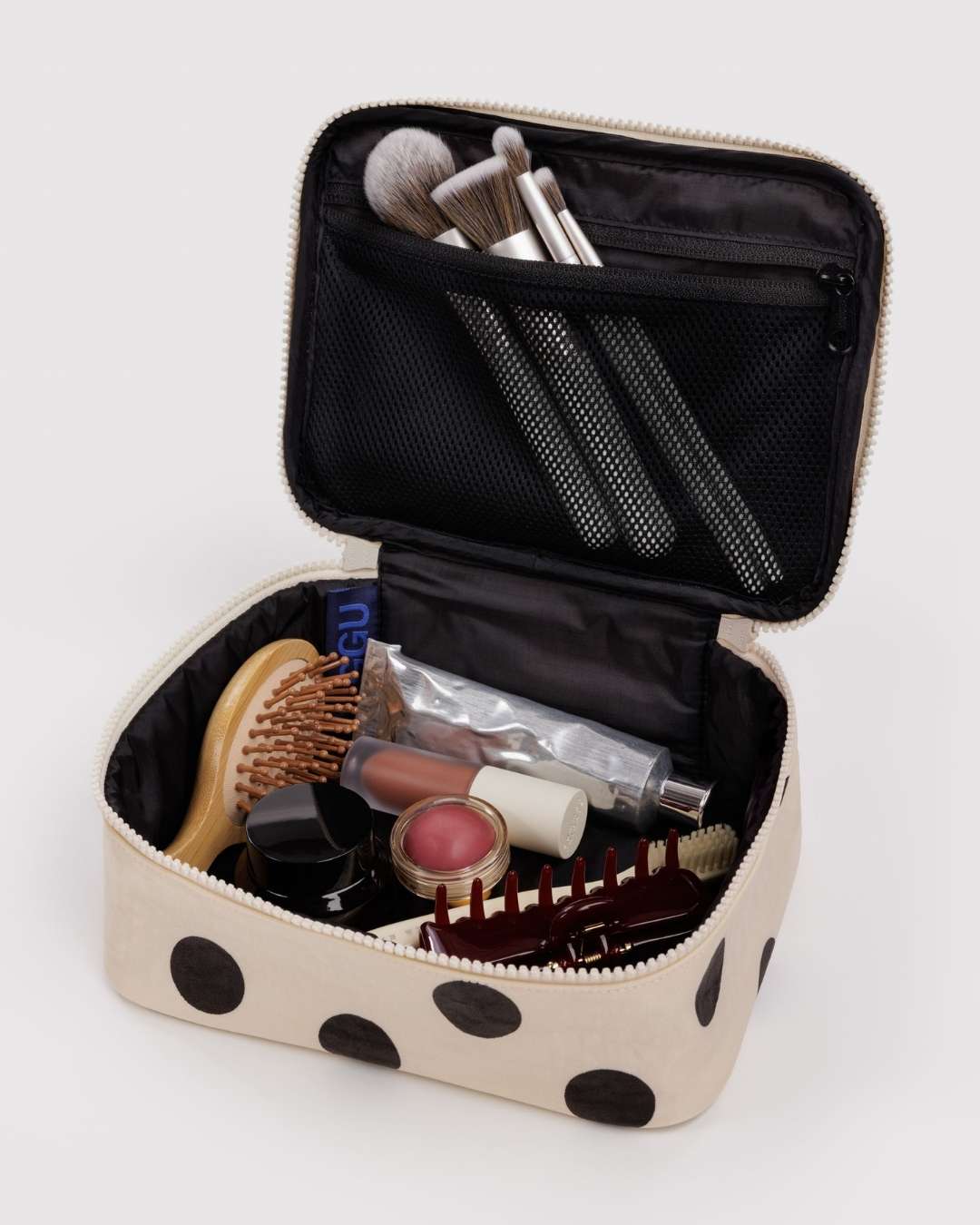Cream and Black Polka Dot Small Cosmetic Case