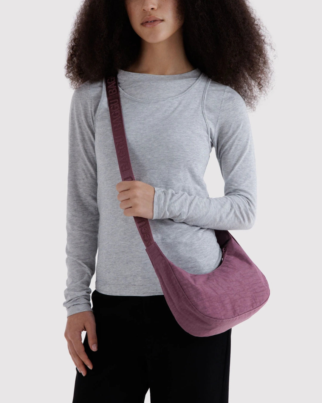 Wild Plum Small Nylon Crescent Bag | BAGGU | Small Nylon Crescent Bag