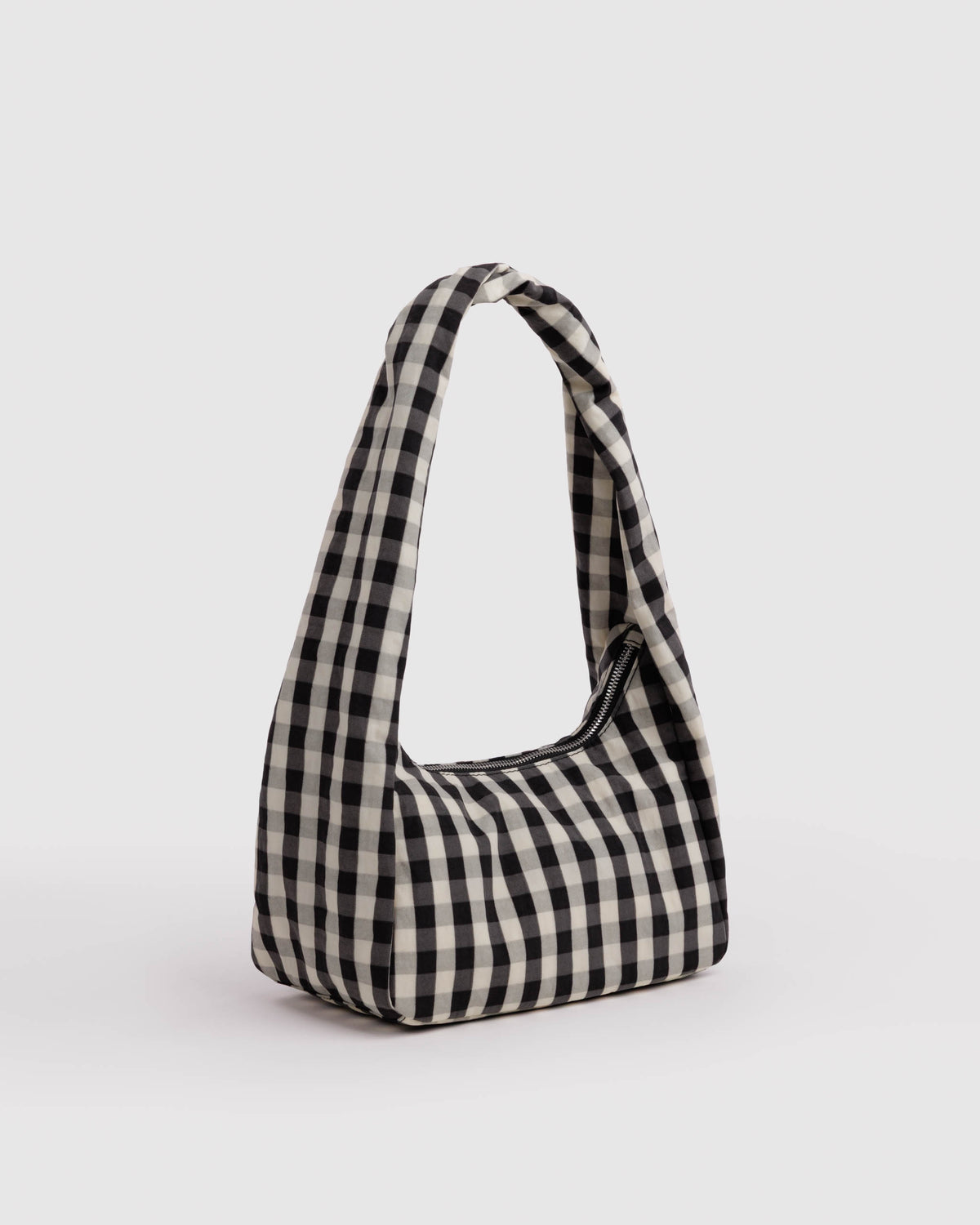 Black and Cream Gingham Small Nylon Meringue Bag | BAGGU | Small Nylon Meringue Bag
