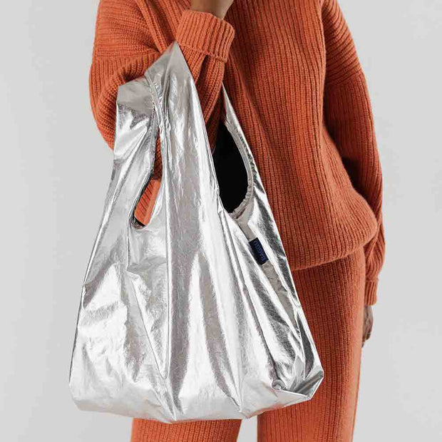 Metallic Silver | Reusable Bag | Standard Baggu