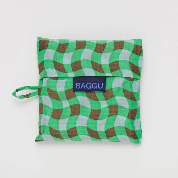 Wavy Gingham Green  | Reusable Bag | Standard Baggu