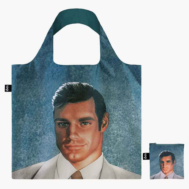 Tom of Finland recycled shopping bag featuring Day shown with pouch