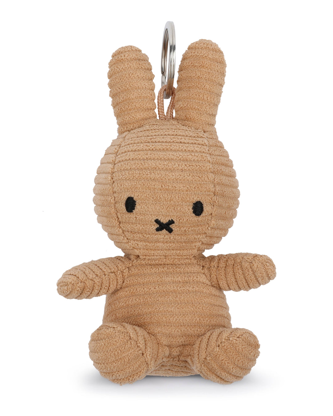Taupe Miffy keychain on a white background