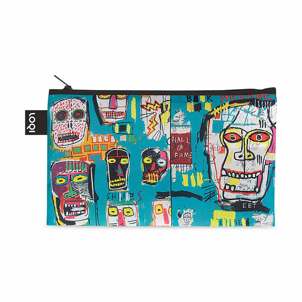 A recycled Zip Pocket from LOQI featuring classic Jean-Michael Basquiat designs, featuring the Skull design