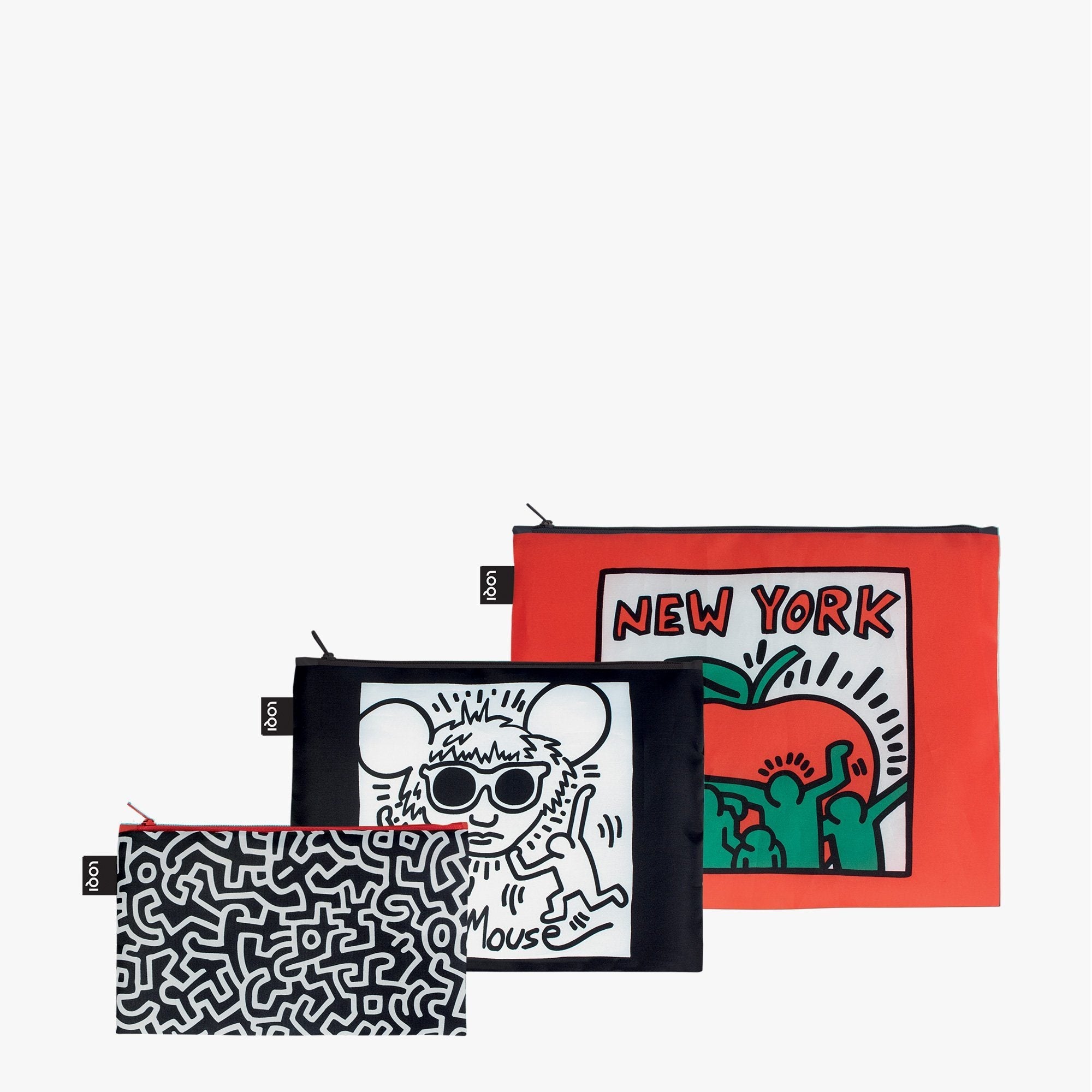 LOQI | Keith Haring (Untitled, Andy Mouse, New York) | Zip Pockets | LOQI | Packing + Organising